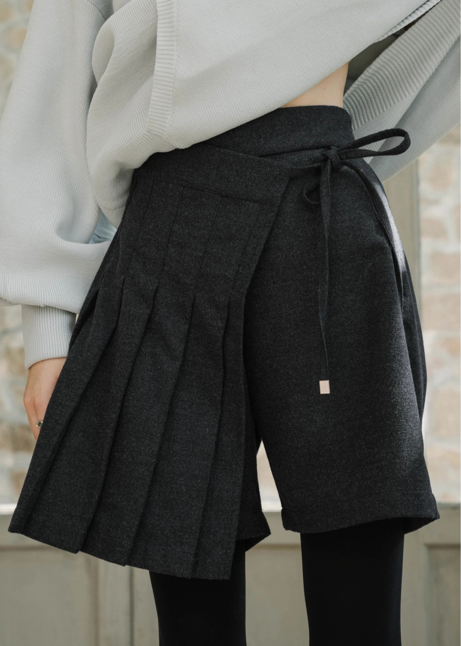 wrap pleats flannel skirt S/PT