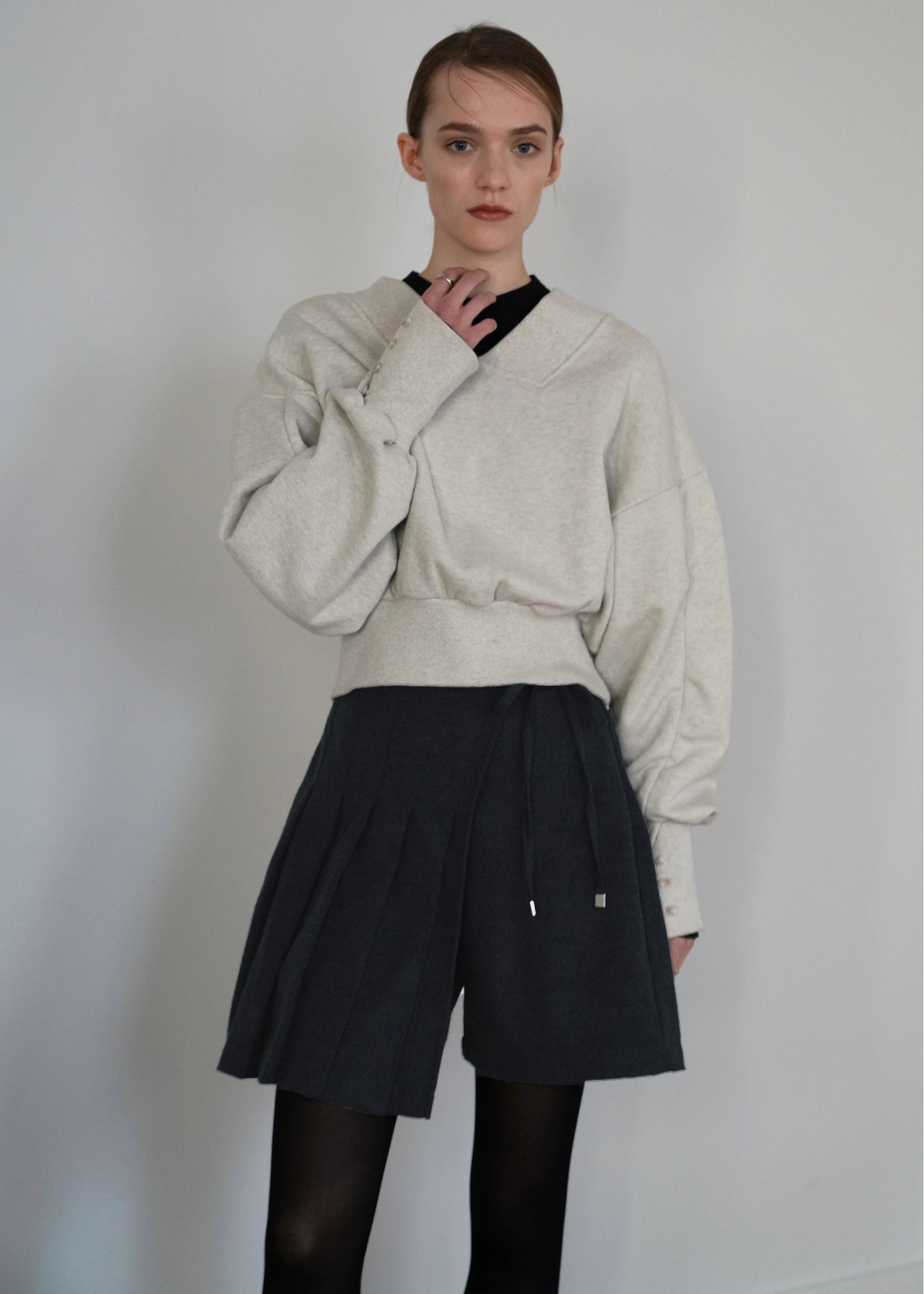 wrap pleats flannel skirt S/PT