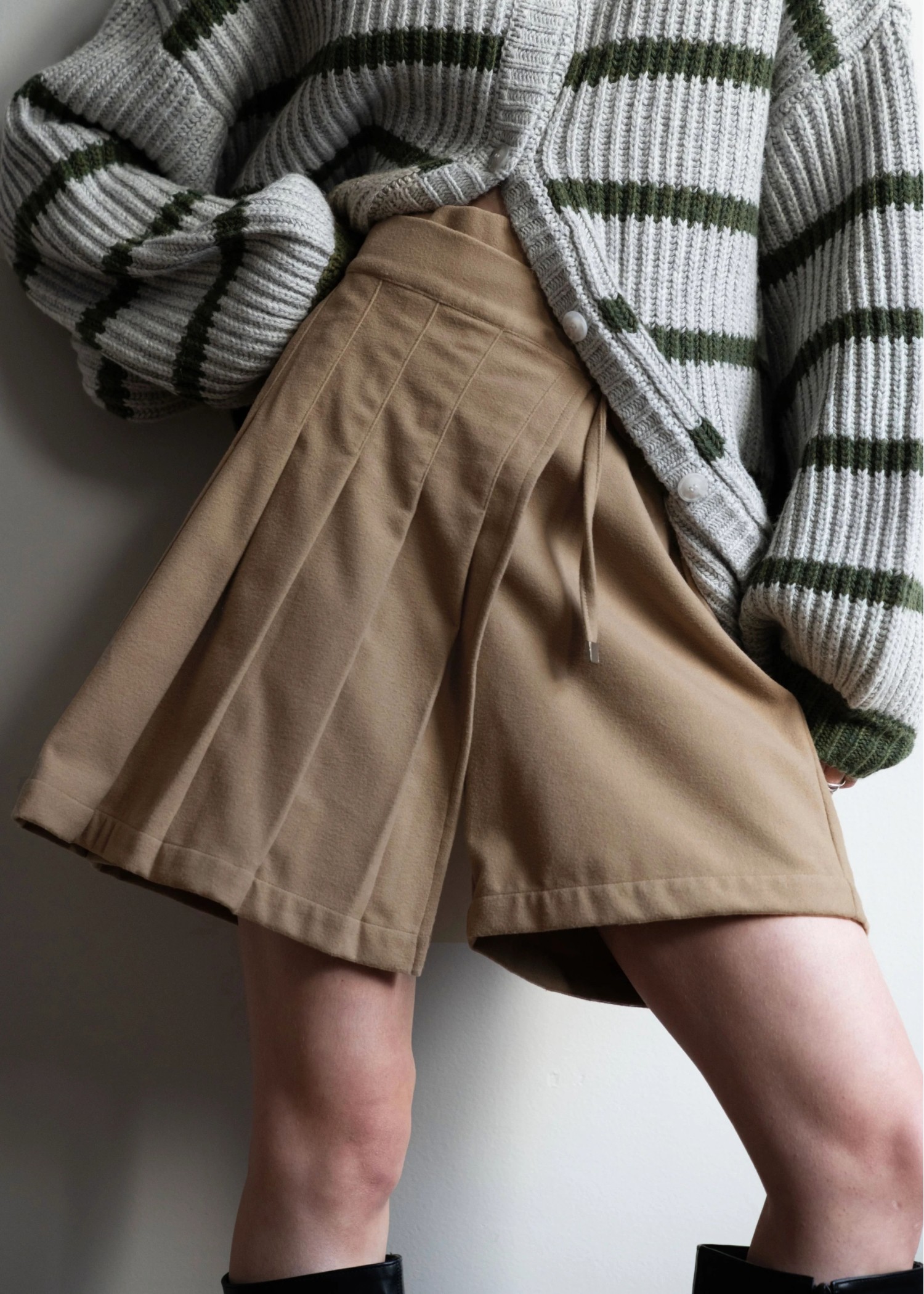 wrap pleats flannel skirt S/PT