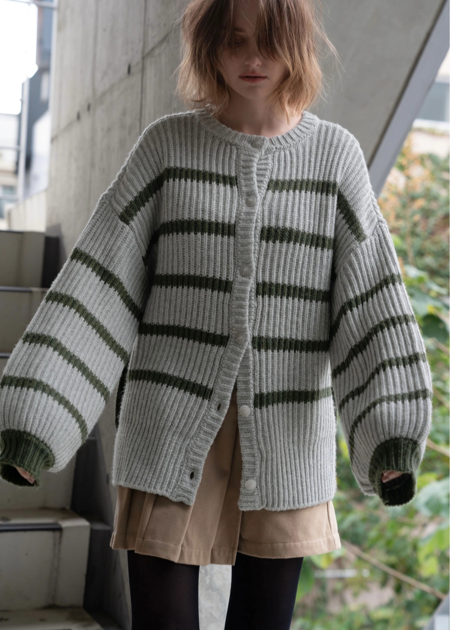 wrap pleats flannel skirt S/PT