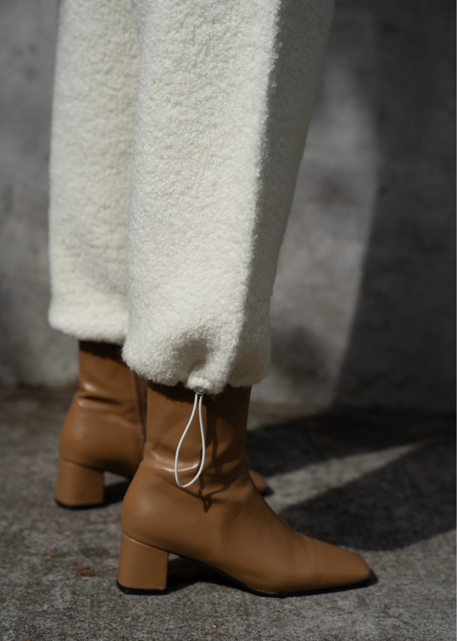 hem drawstring poodle yarn knit PT