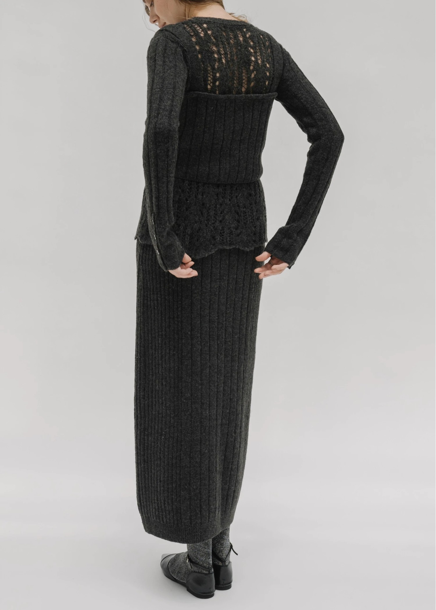 random mix rib cocoon knit SK