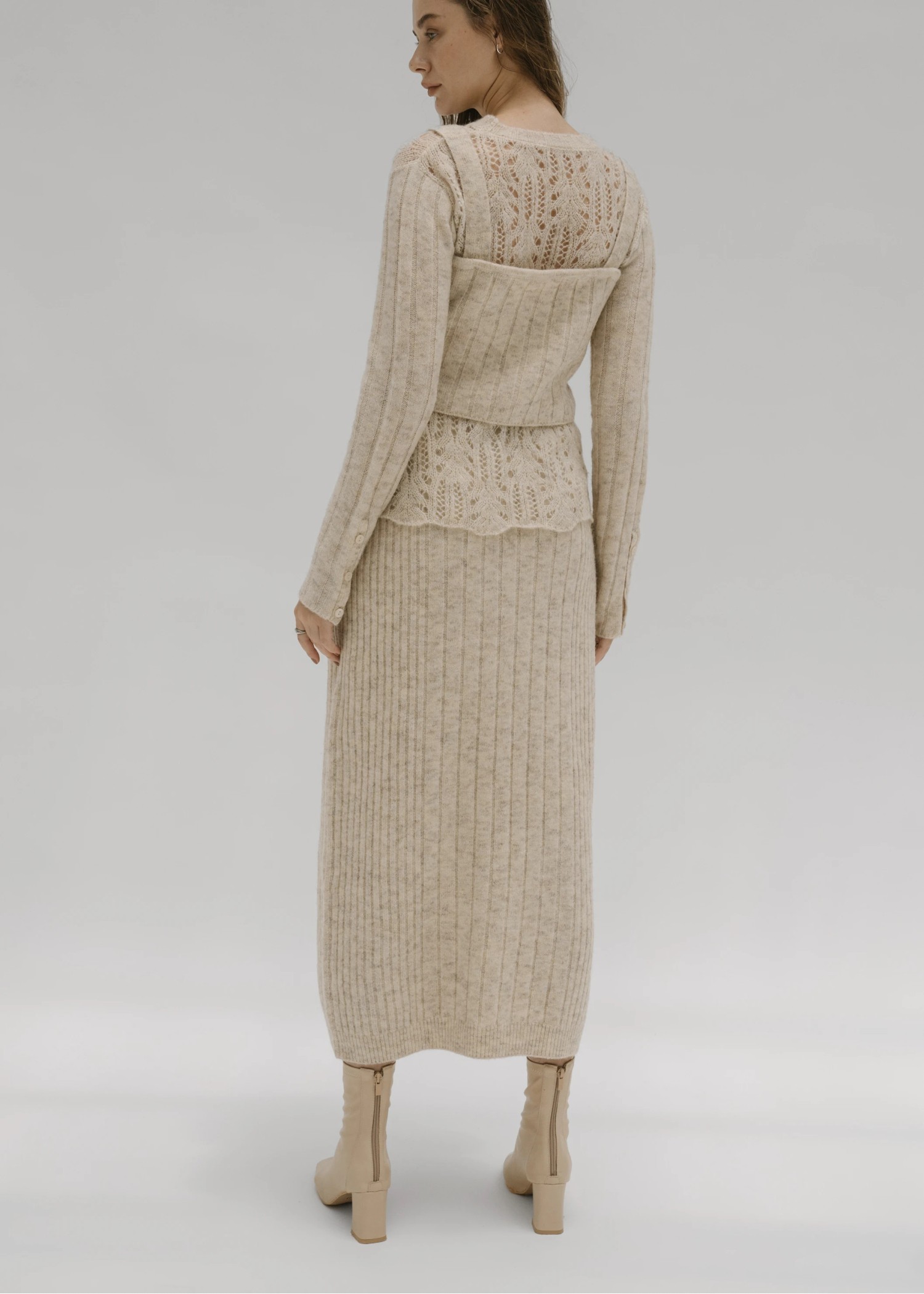 random mix rib cocoon knit SK