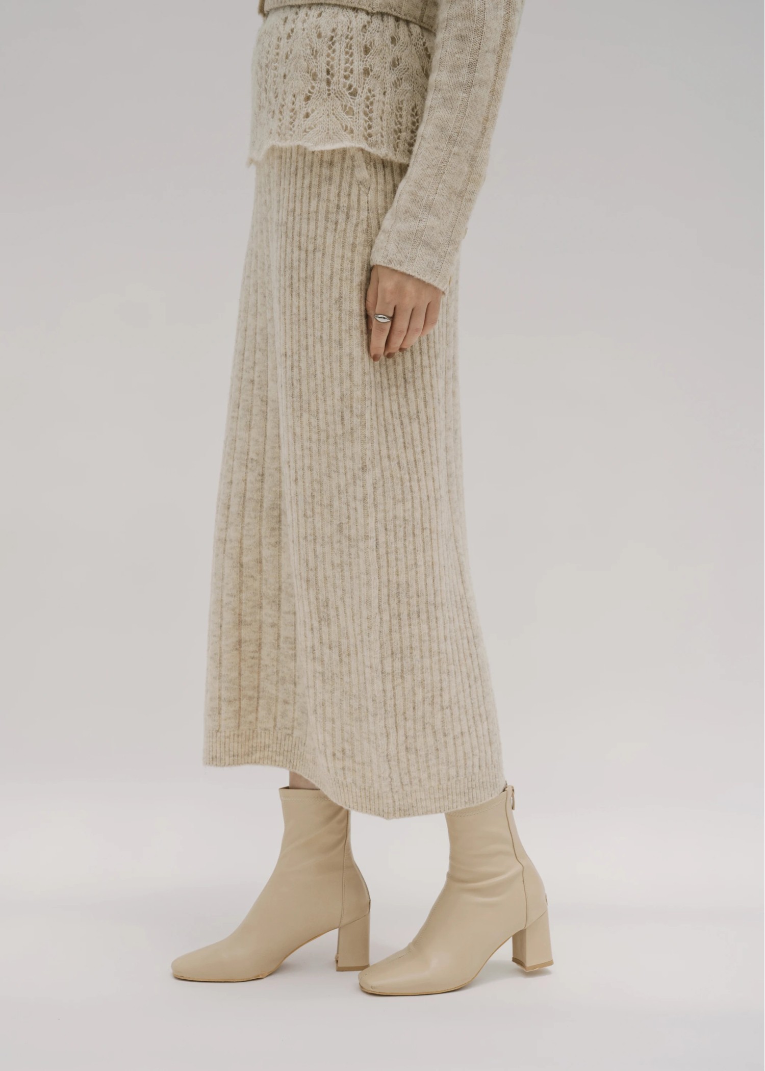 random mix rib cocoon knit SK