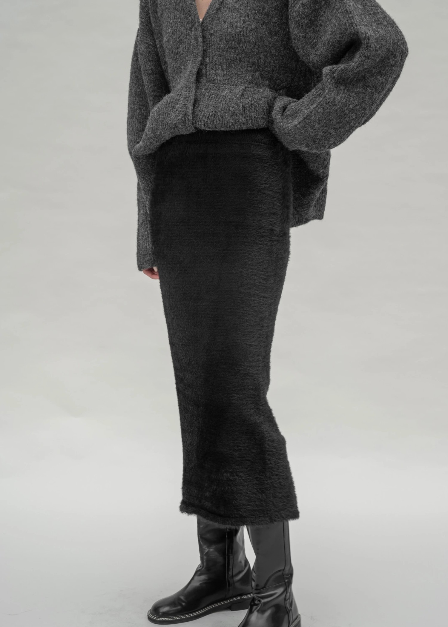 fluffy shaggy pencil knit SK