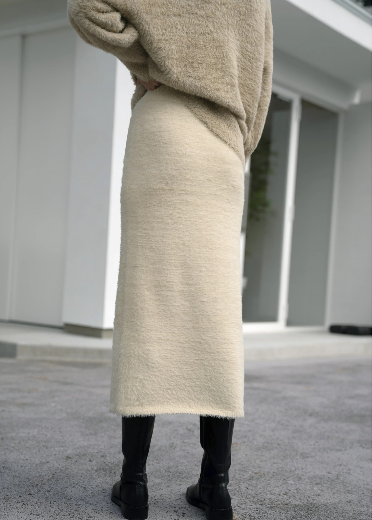 fluffy shaggy pencil knit SK