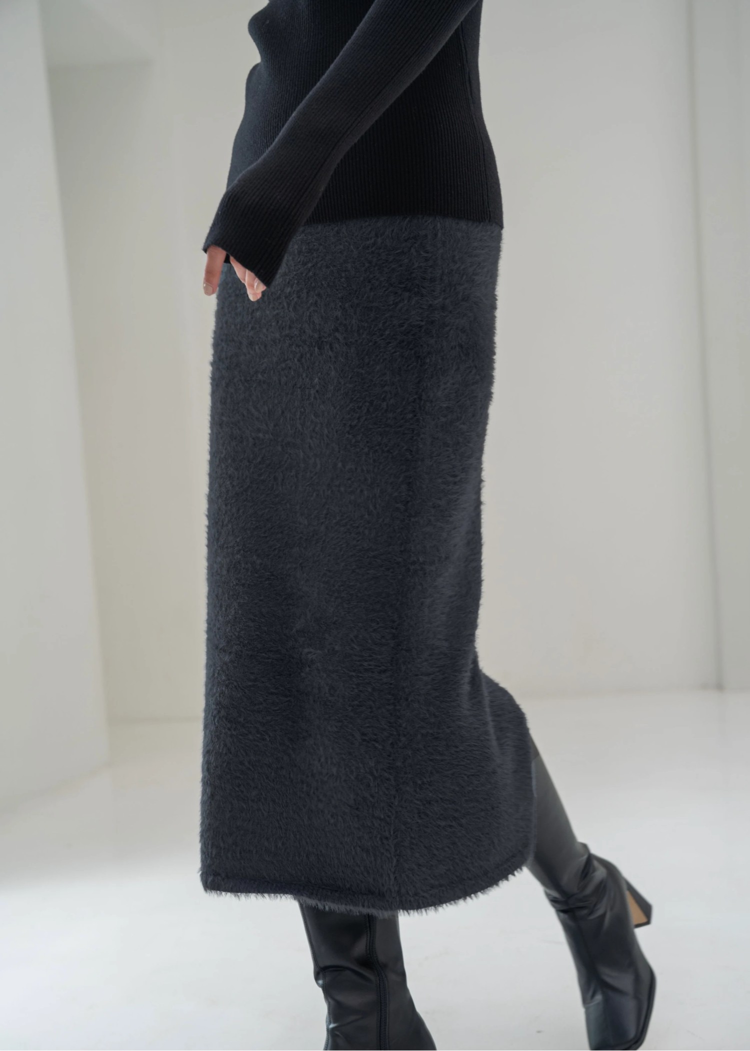 fluffy shaggy pencil knit SK