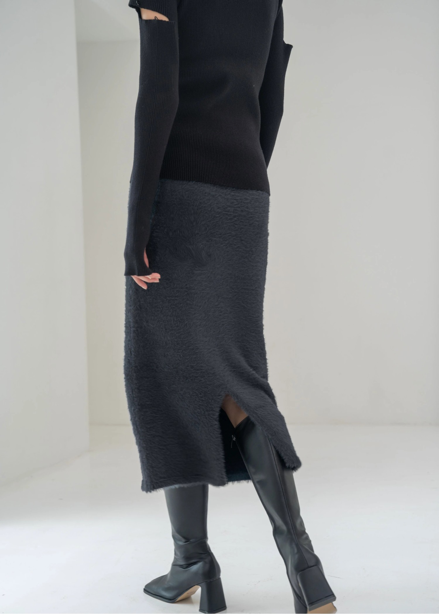 fluffy shaggy pencil knit SK