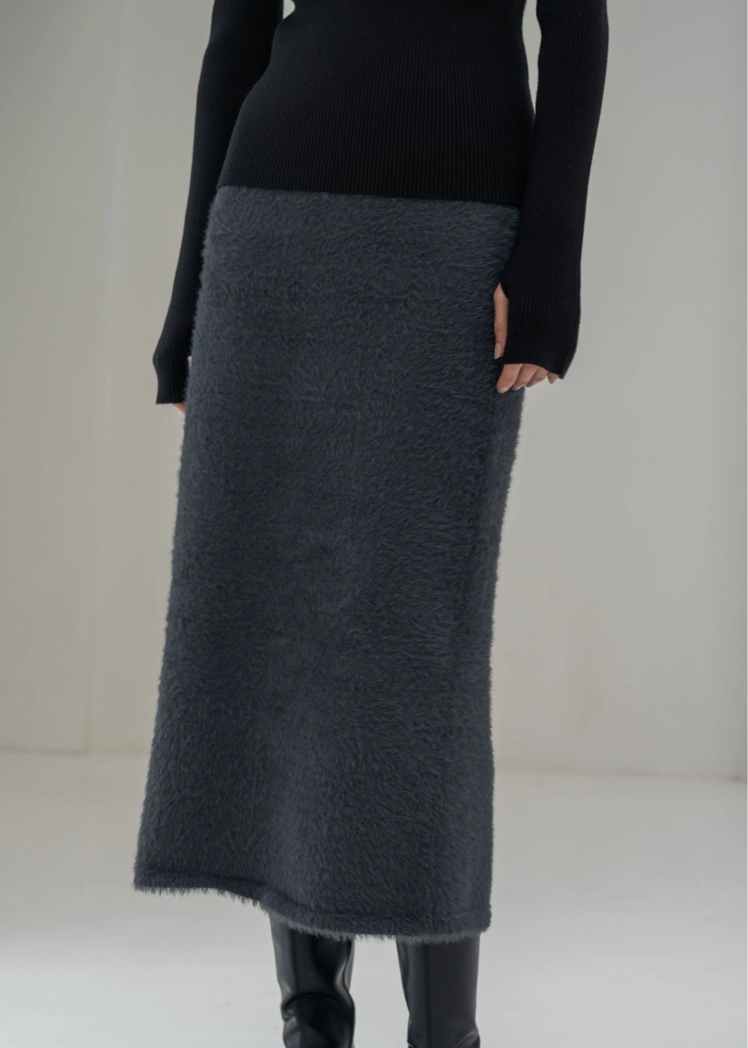 fluffy shaggy pencil knit SK