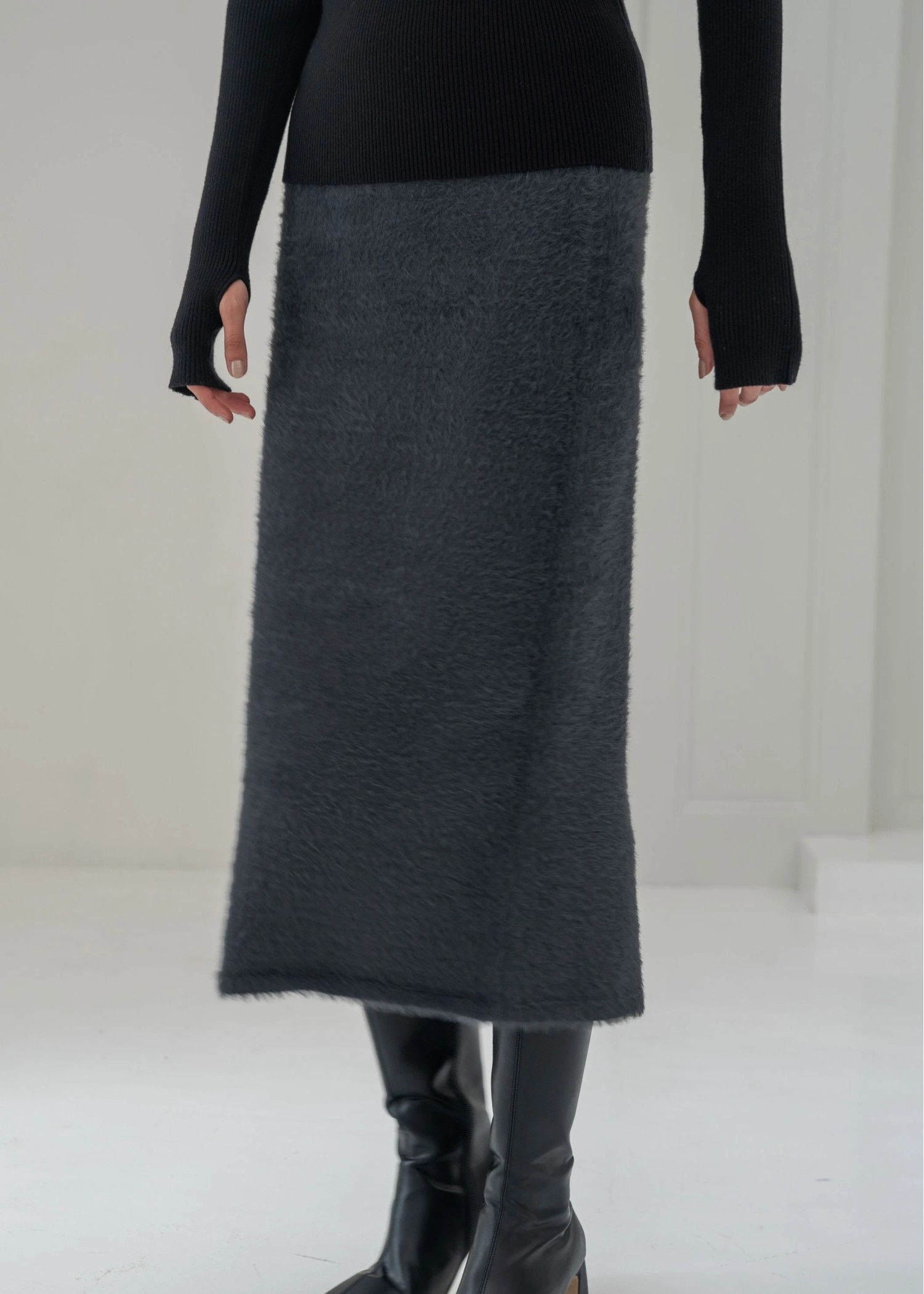 fluffy shaggy pencil knit SK