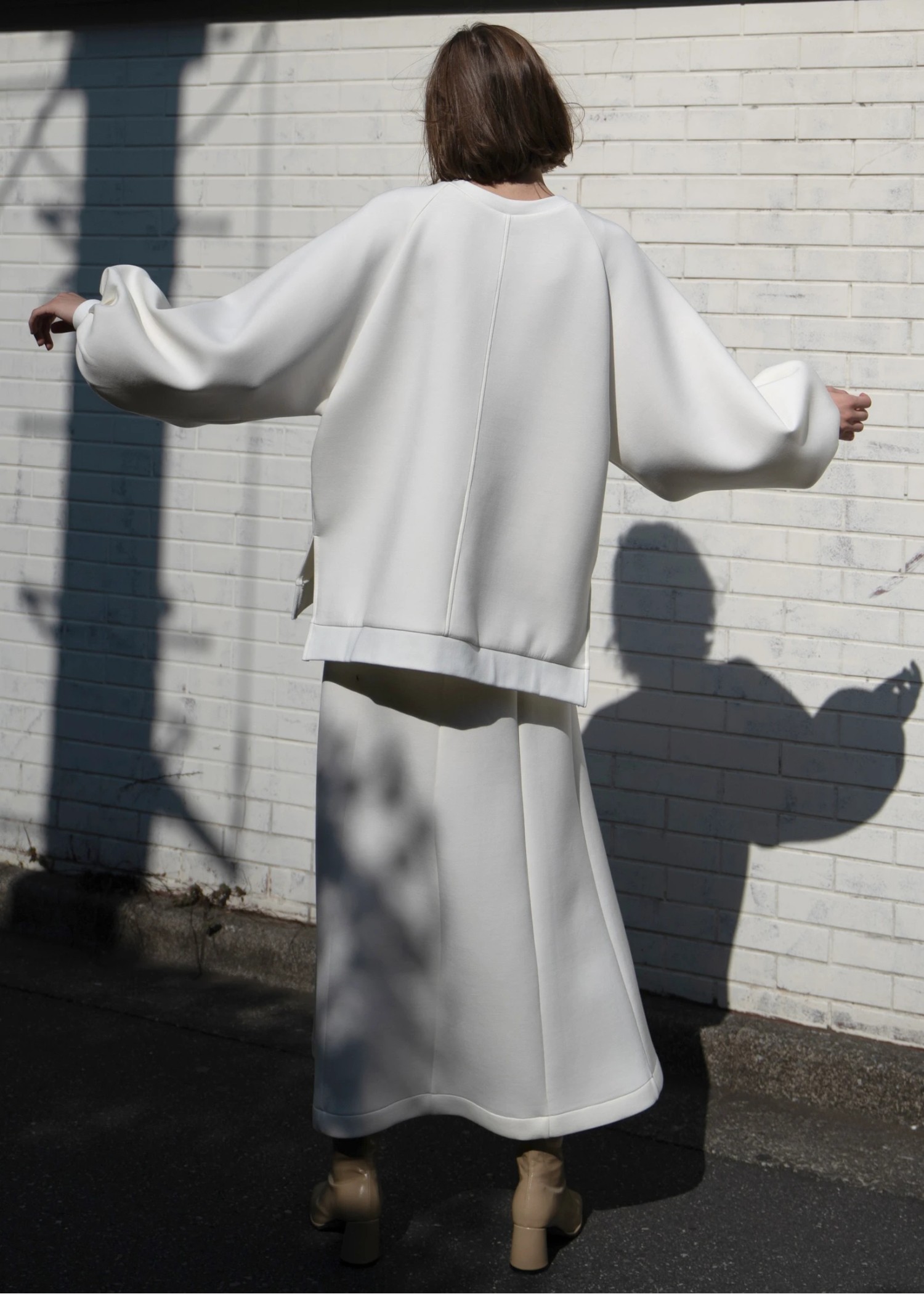 panel flare ponte double knit cutsew SK