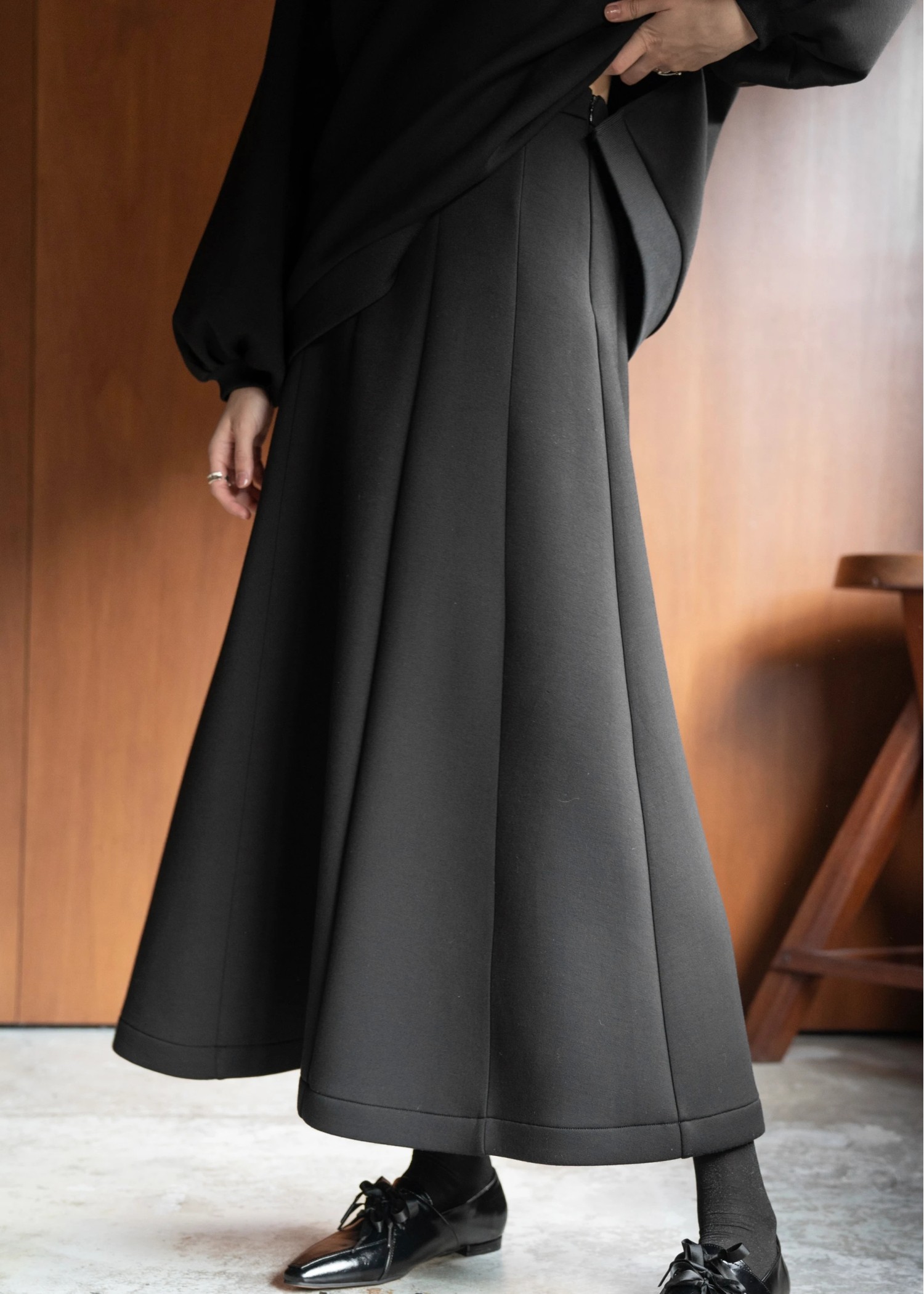 panel flare ponte double knit cutsew SK