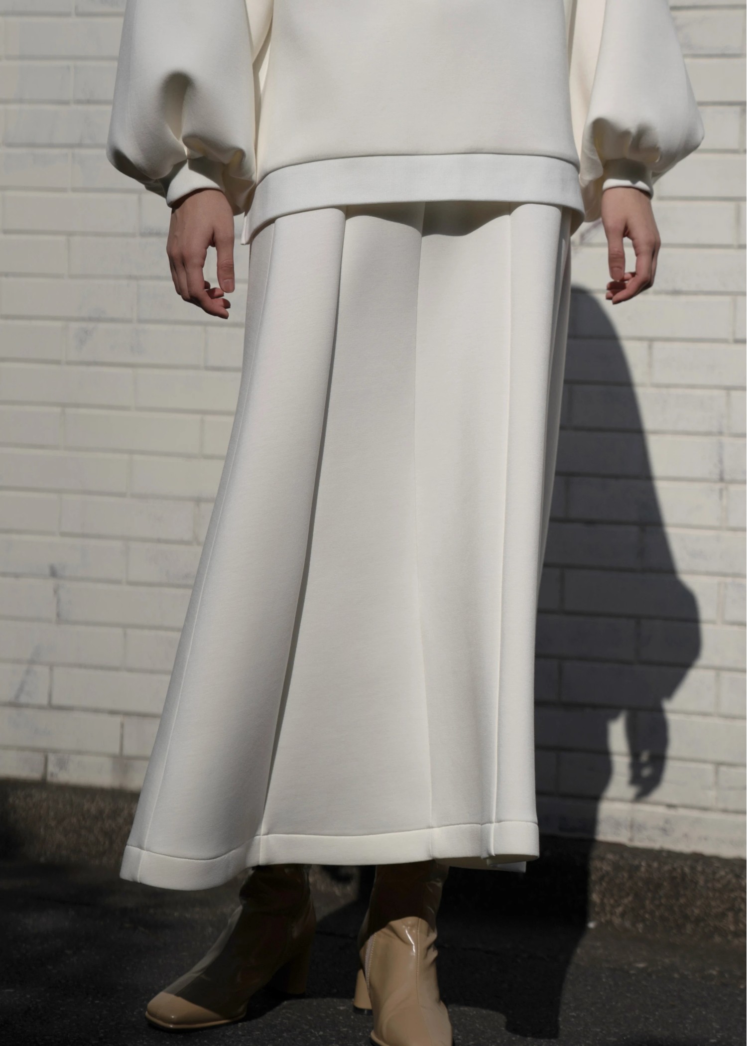 panel flare ponte double knit cutsew SK