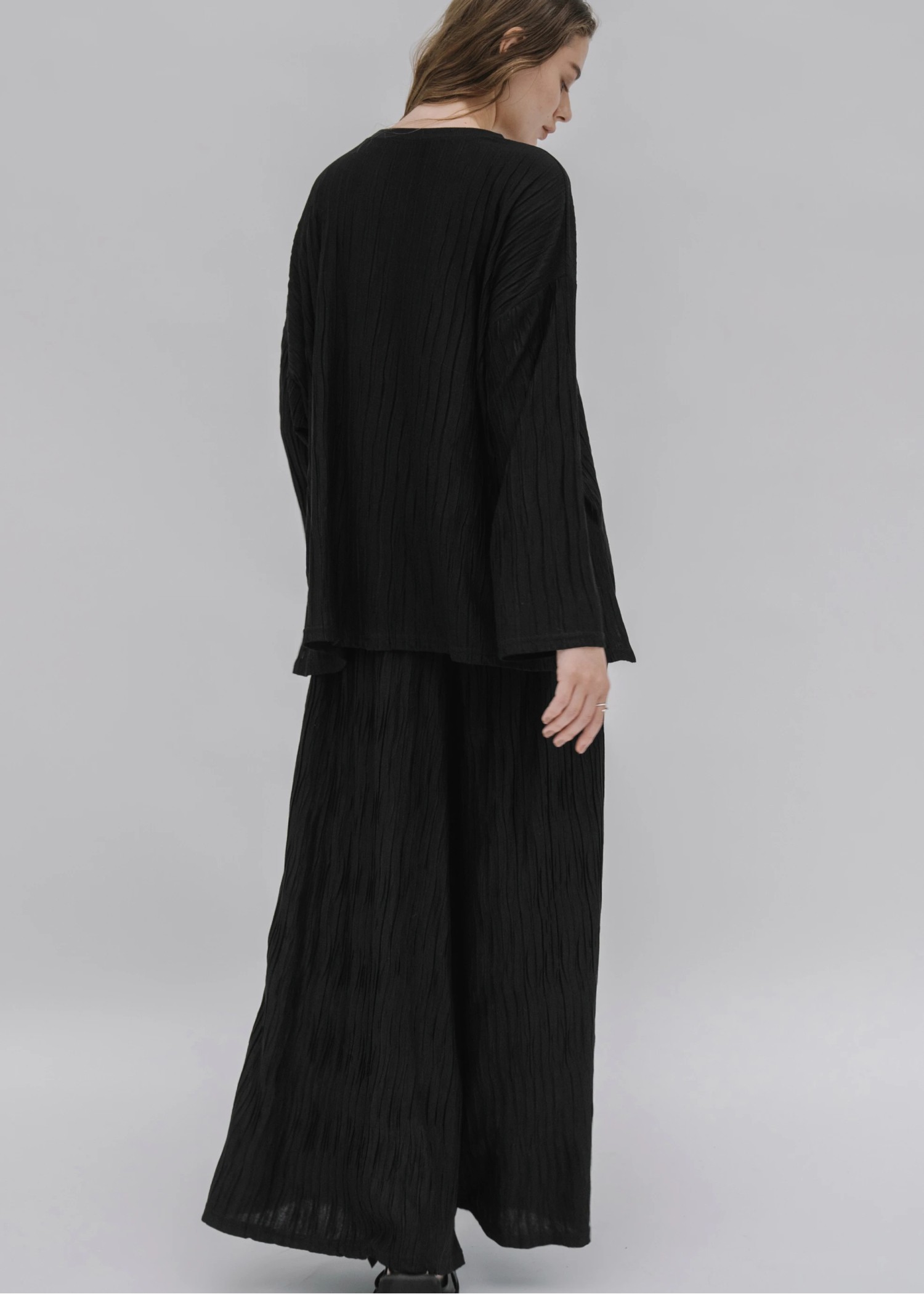 side cut pleats generous long T