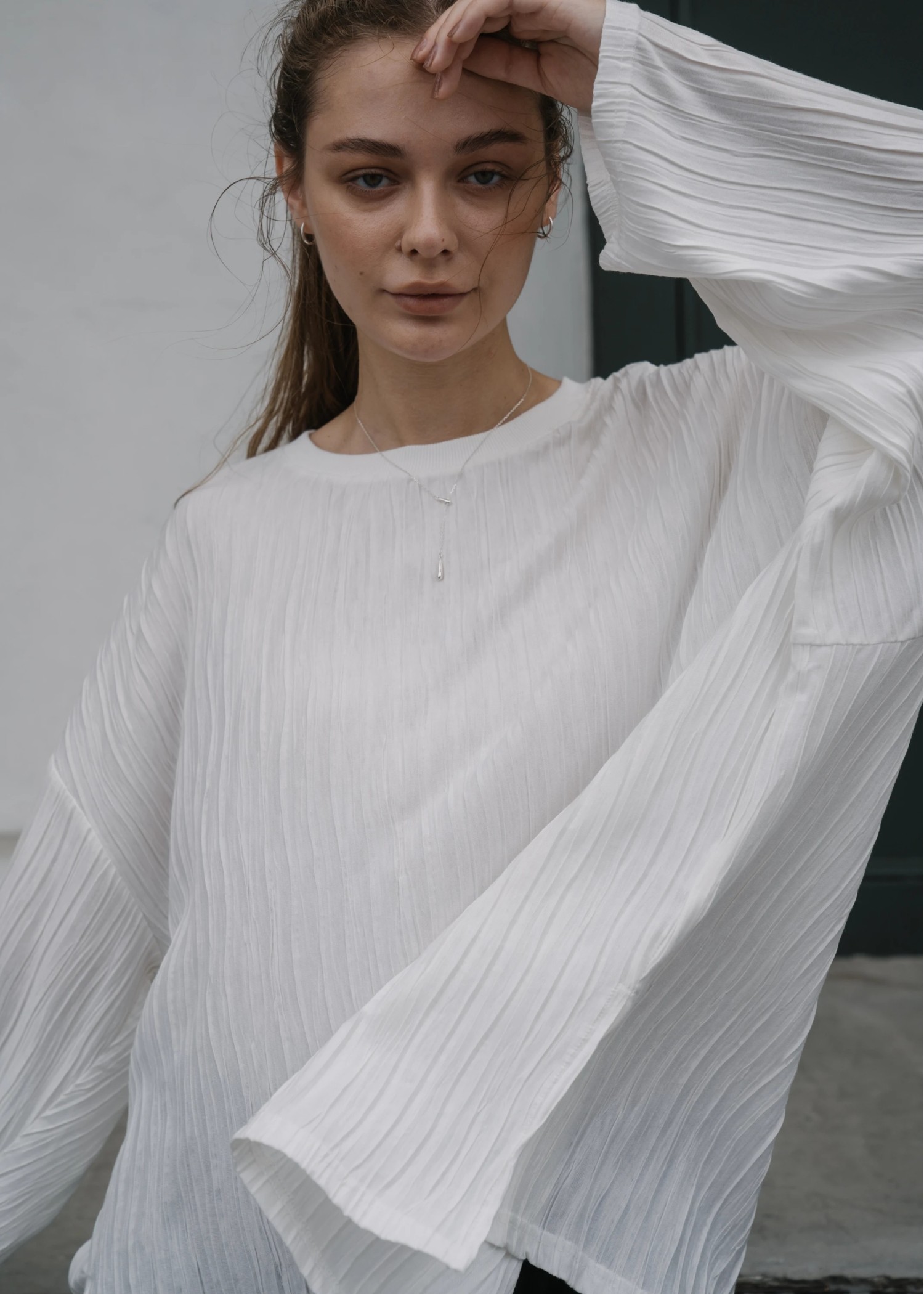 side cut pleats generous long T