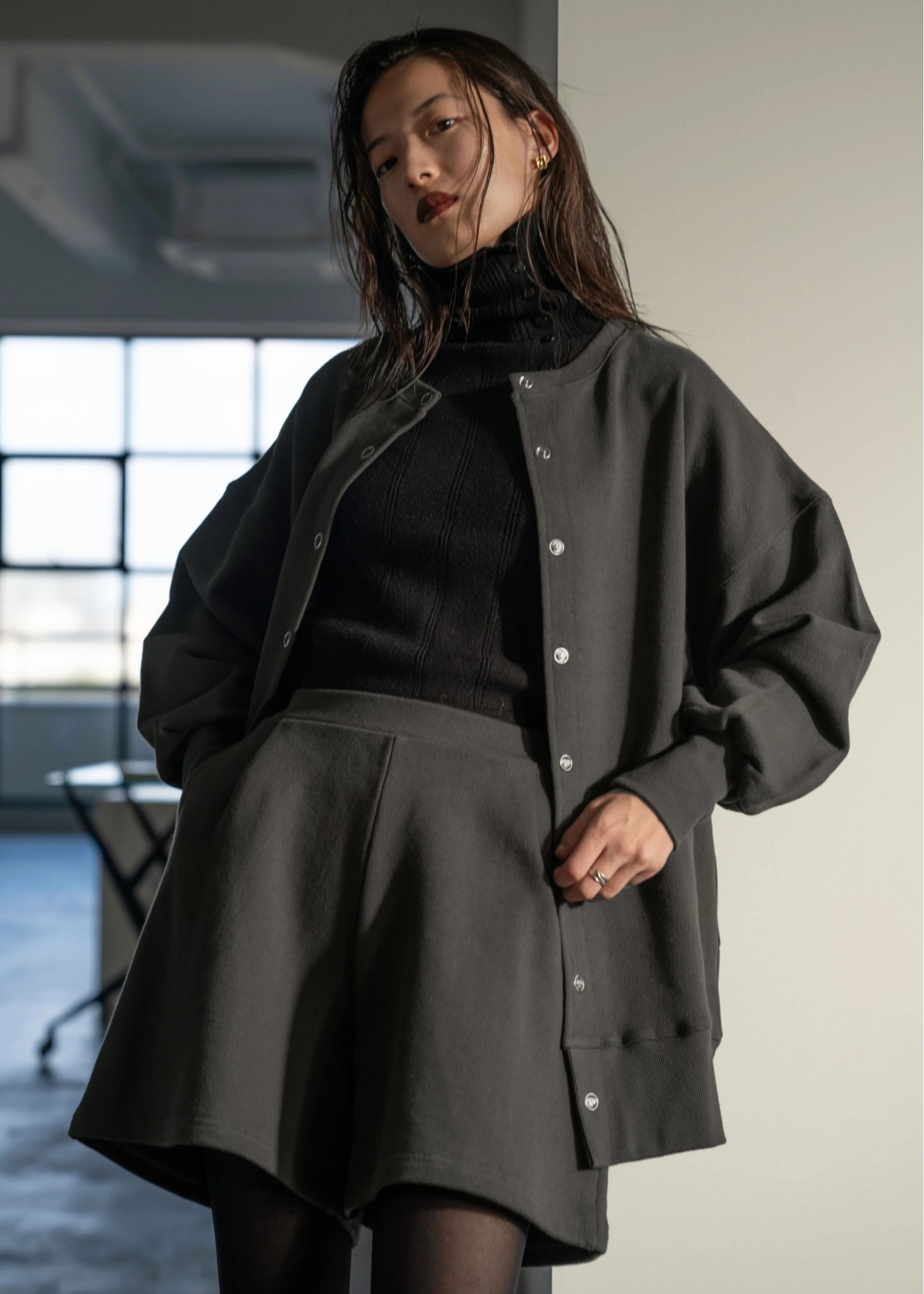 ring button long 3way sweat