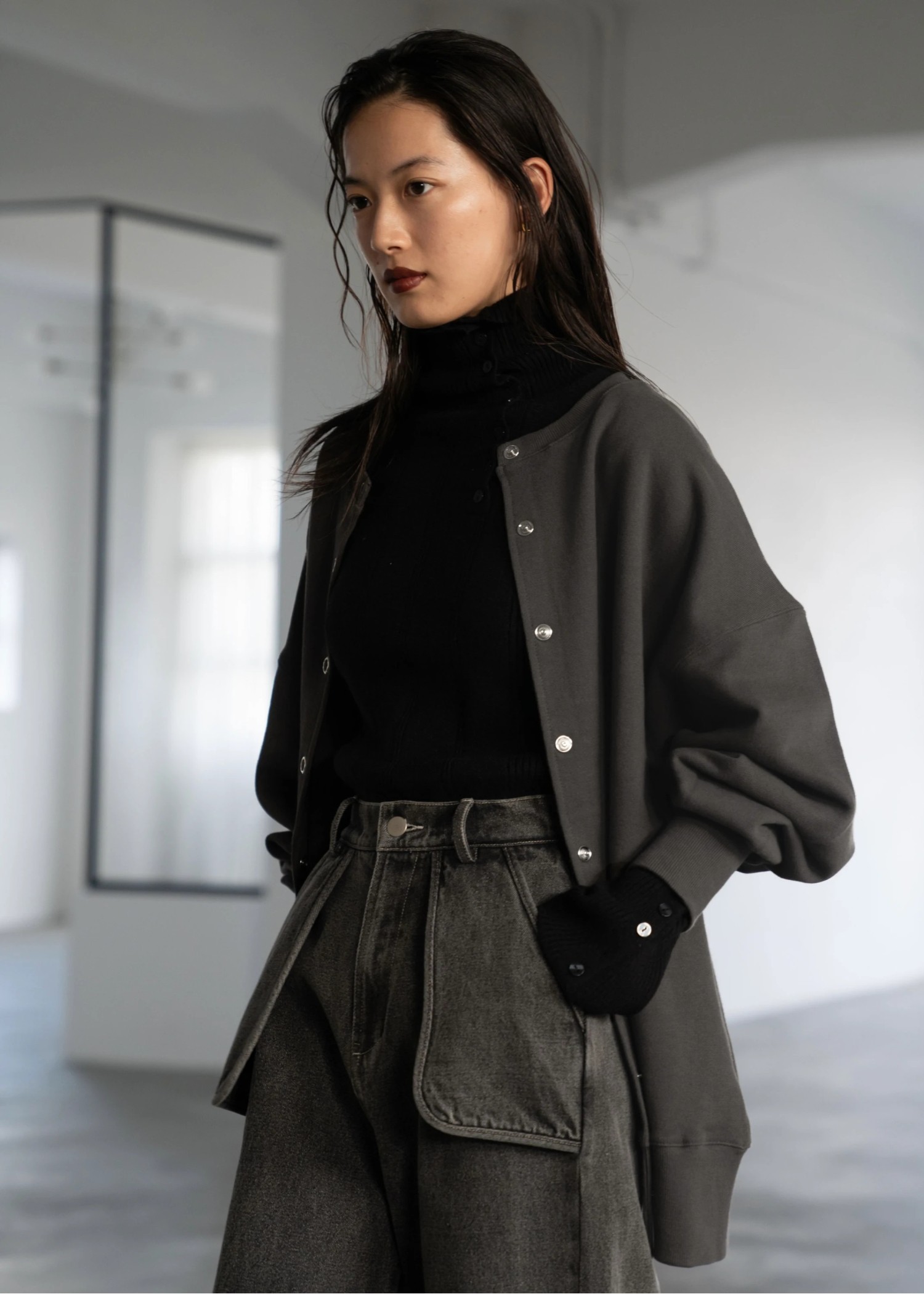 ring button long 3way sweat