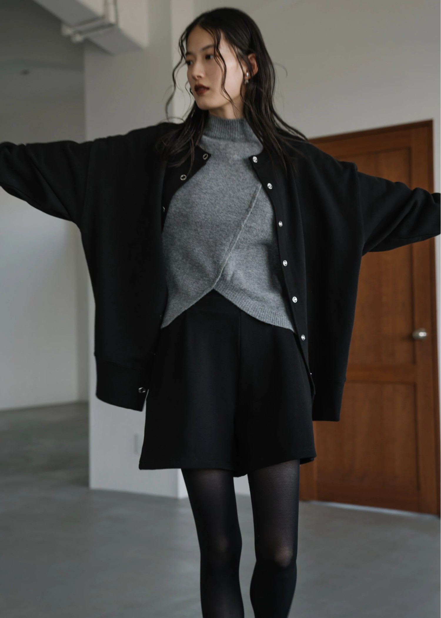 ring button long 3way sweat