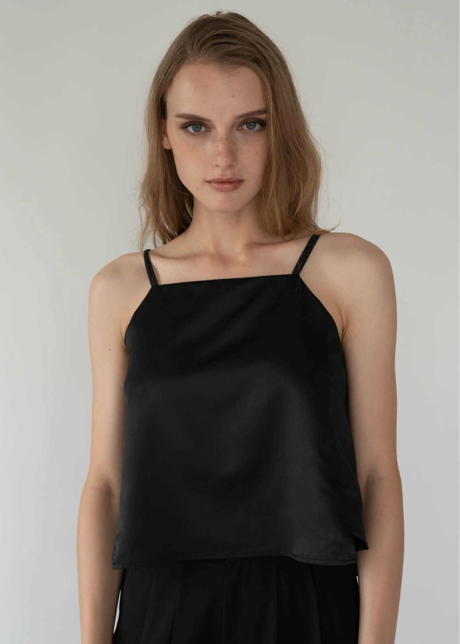 side step matte satin camisole