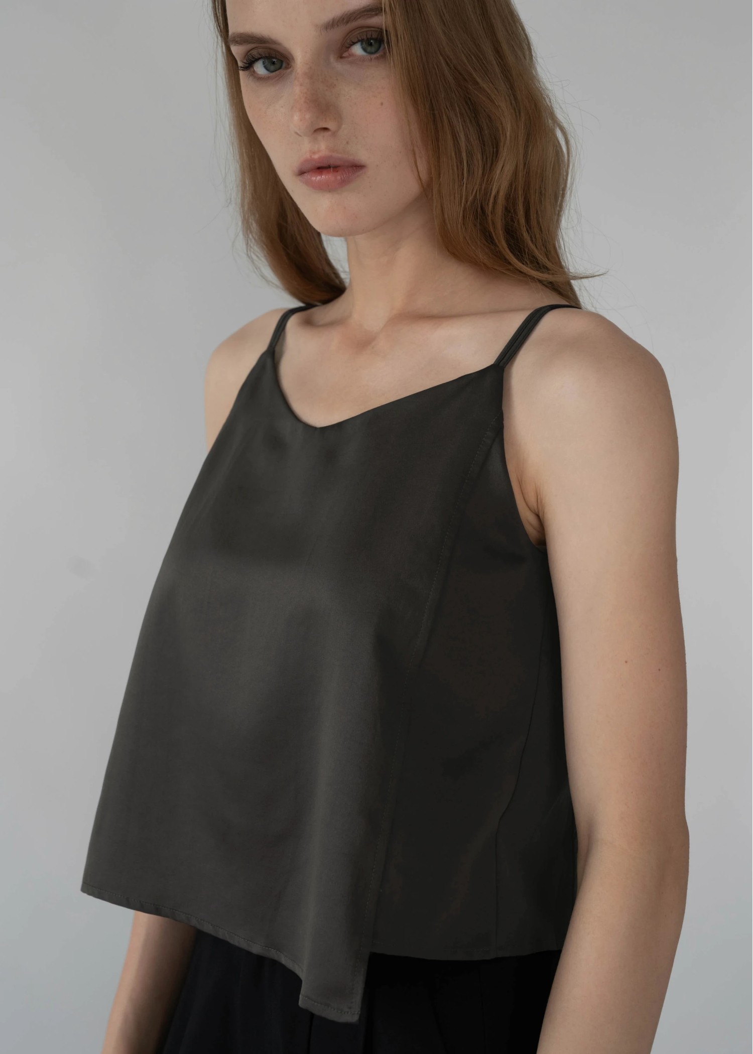 side step matte satin camisole