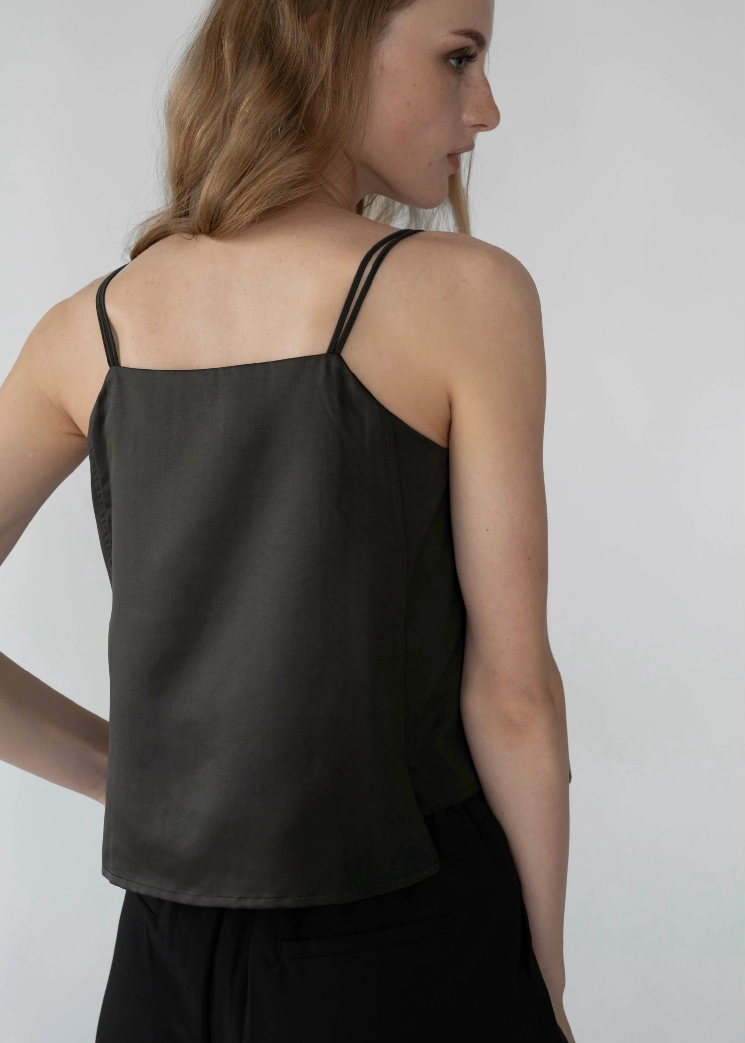 side step matte satin camisole