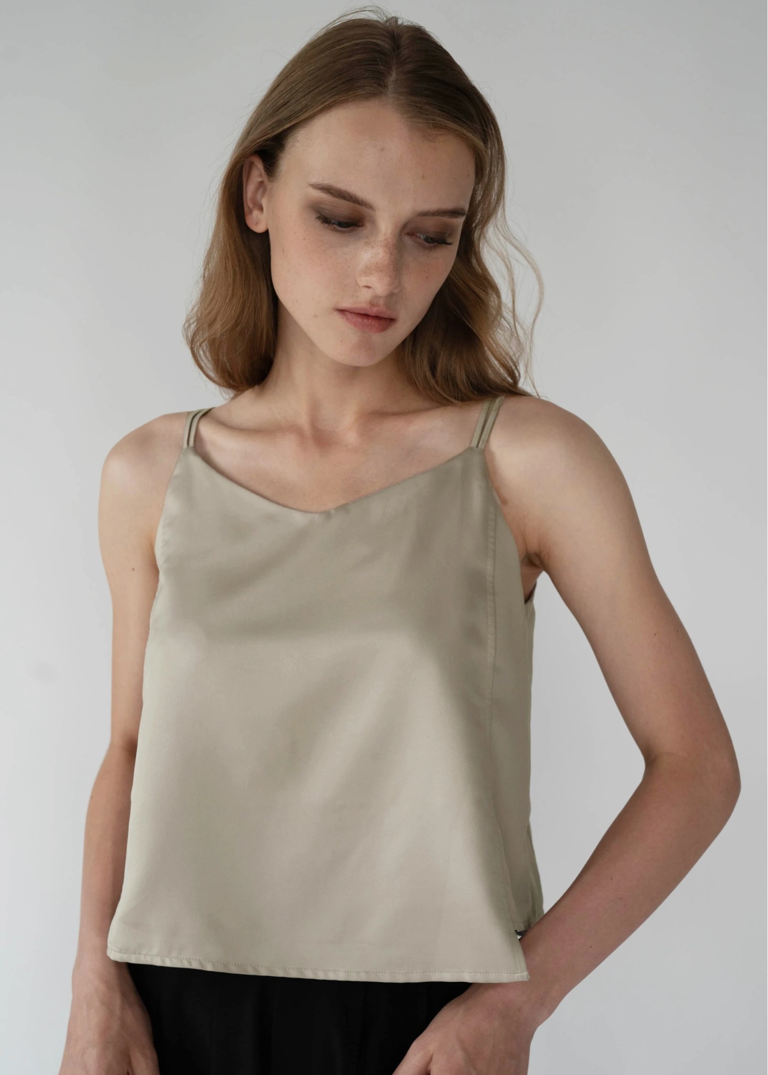 side step matte satin camisole