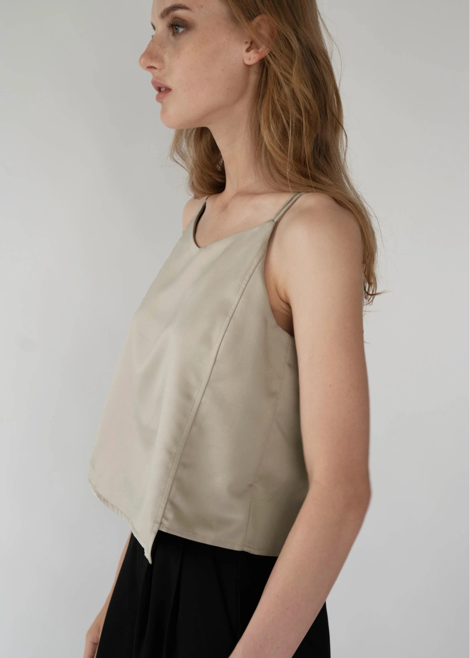 side step matte satin camisole