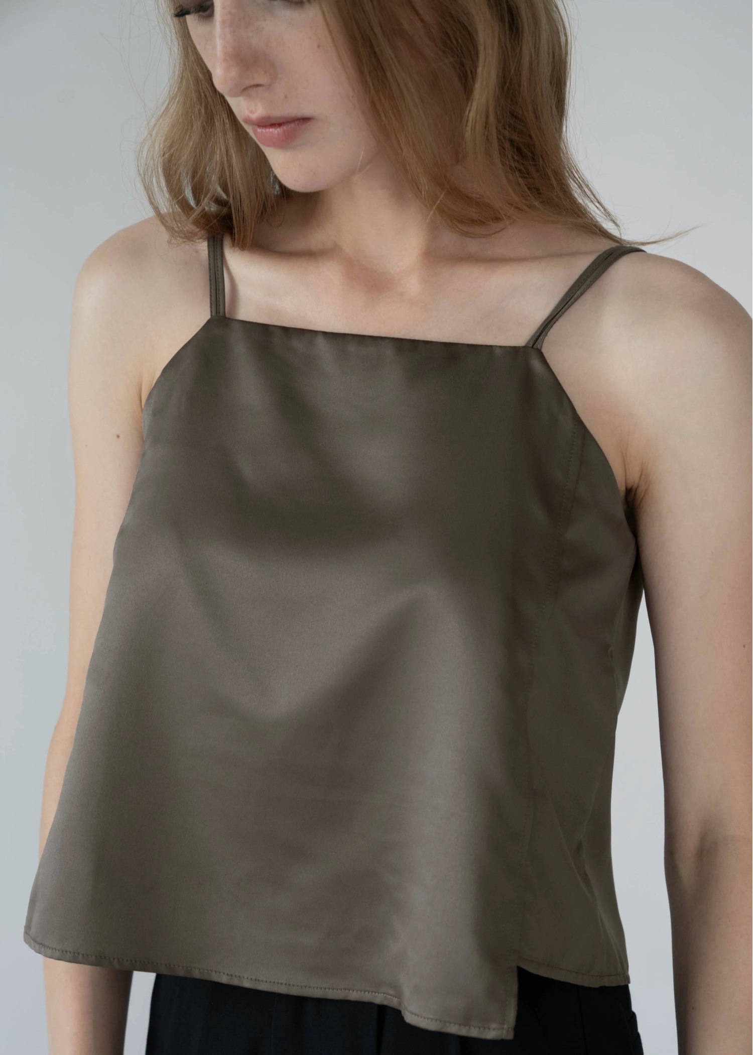 side step matte satin camisole