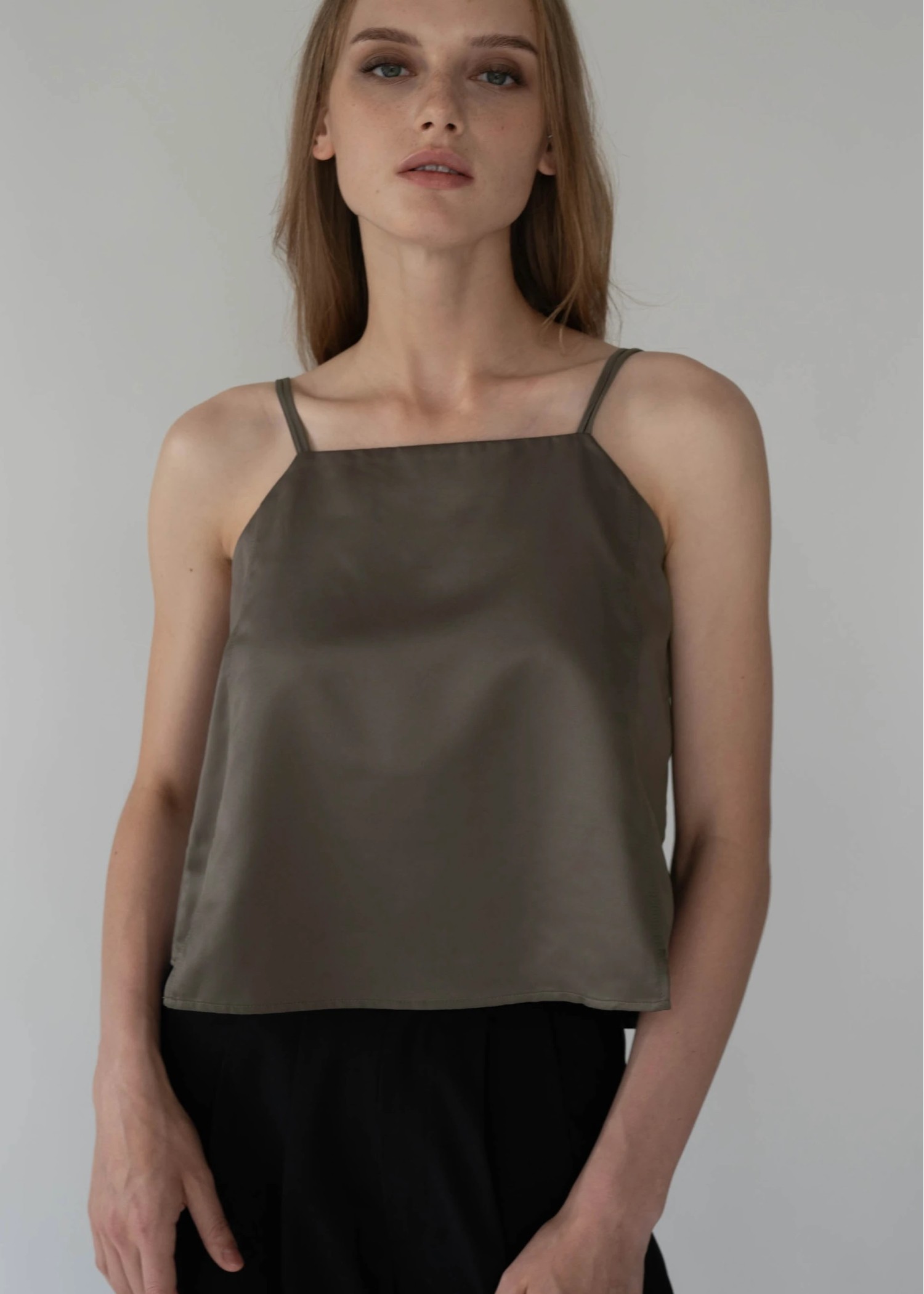 side step matte satin camisole