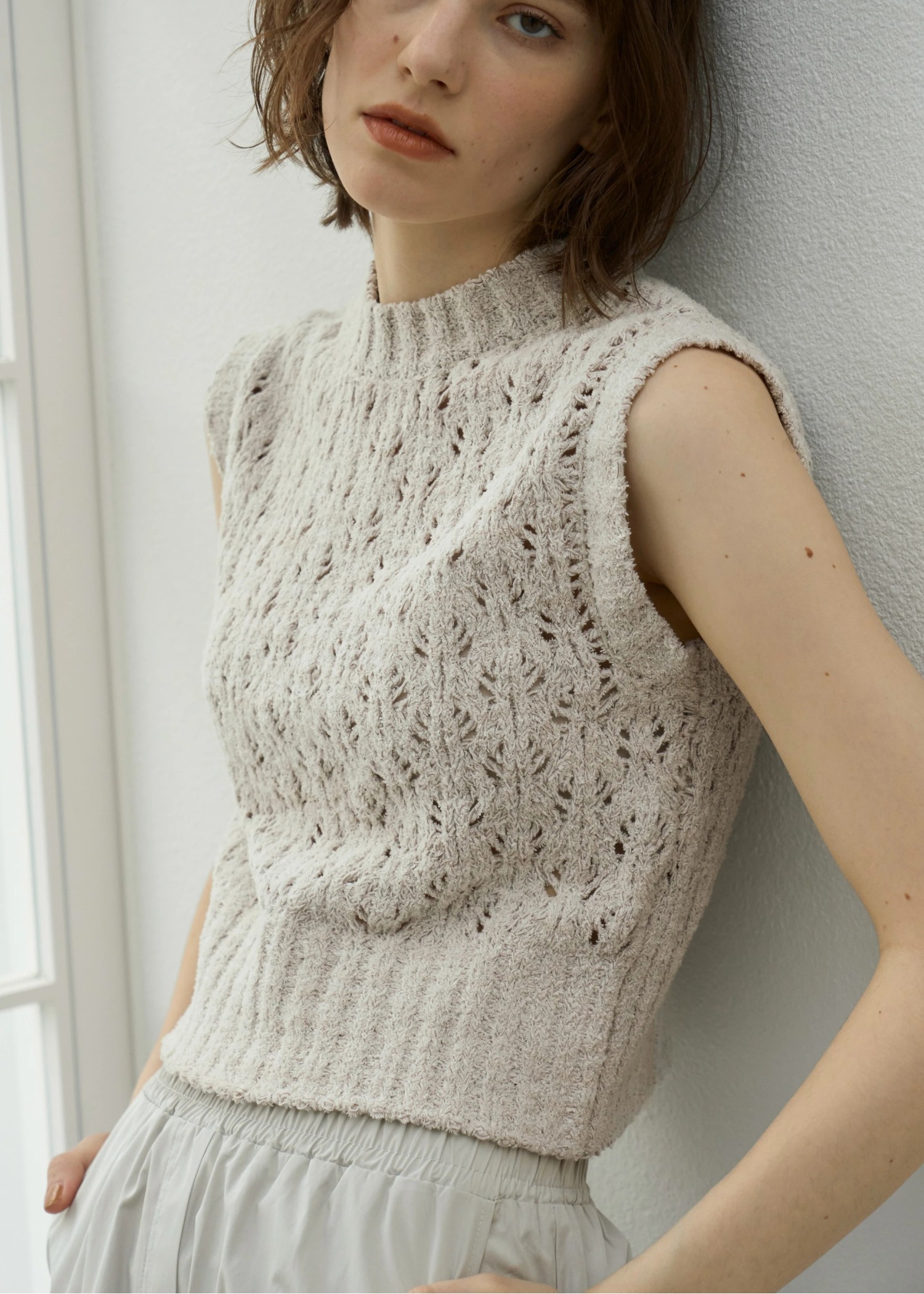 crochet sheer fancy knit vest
