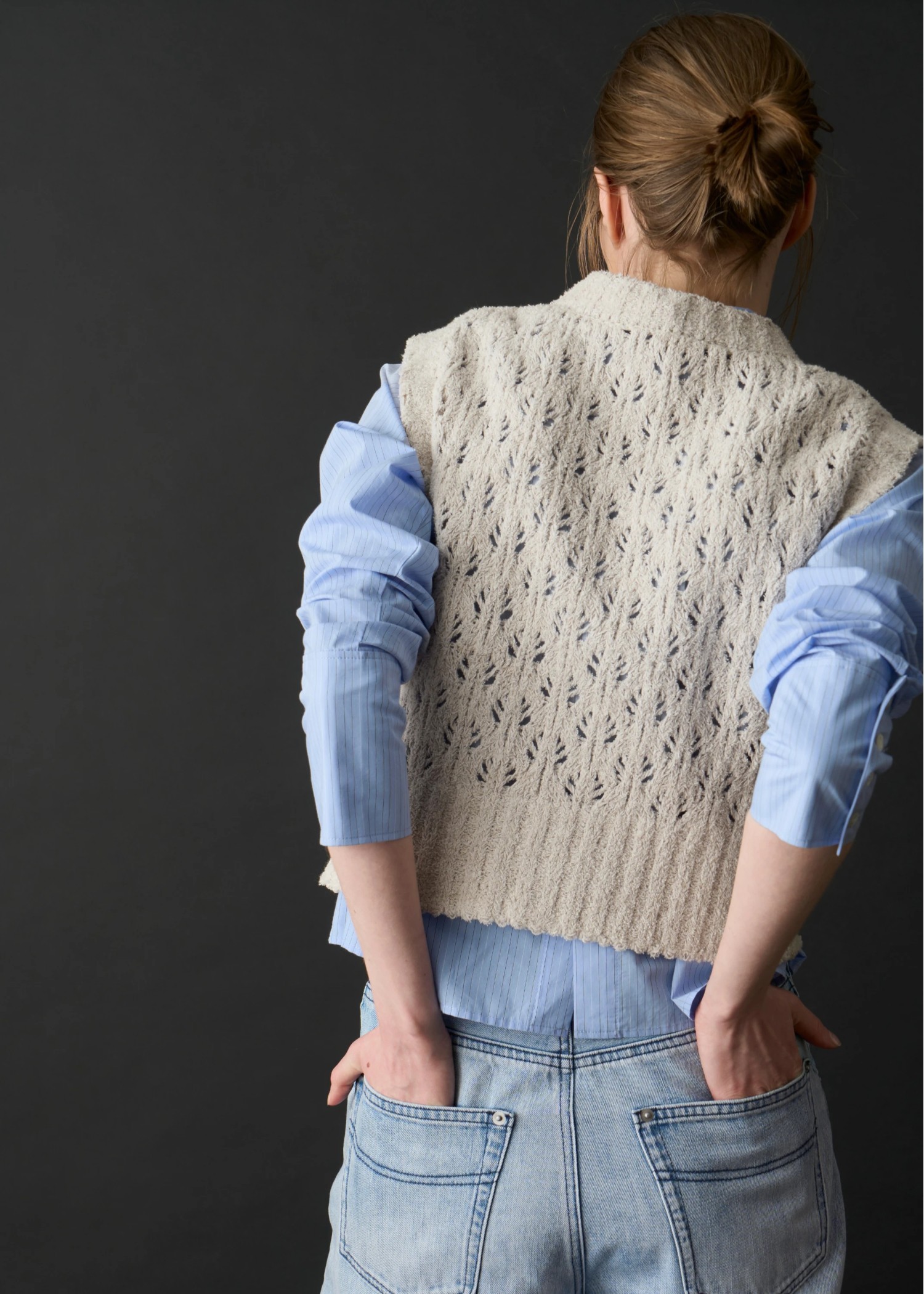 crochet sheer fancy knit vest