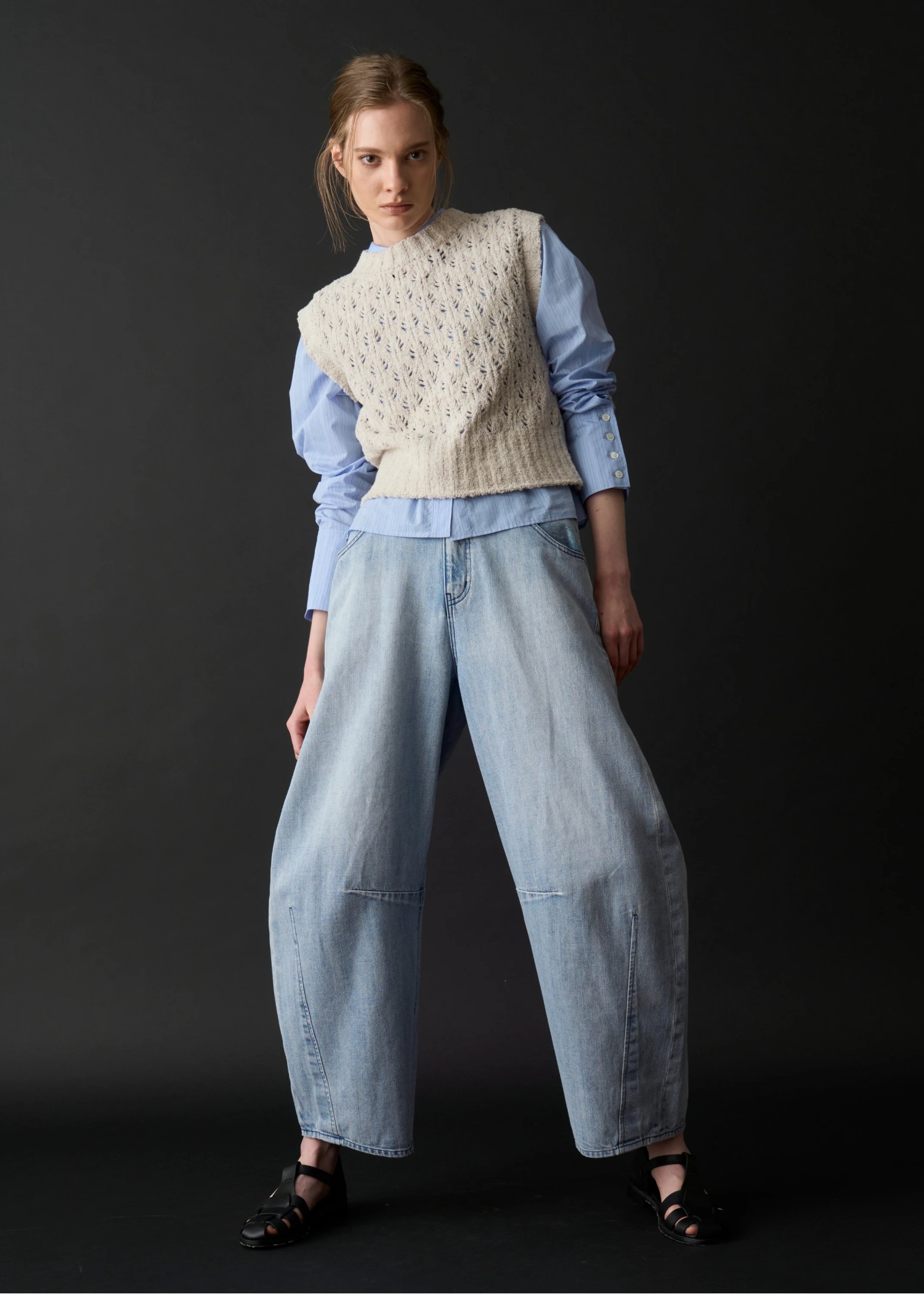 crochet sheer fancy knit vest