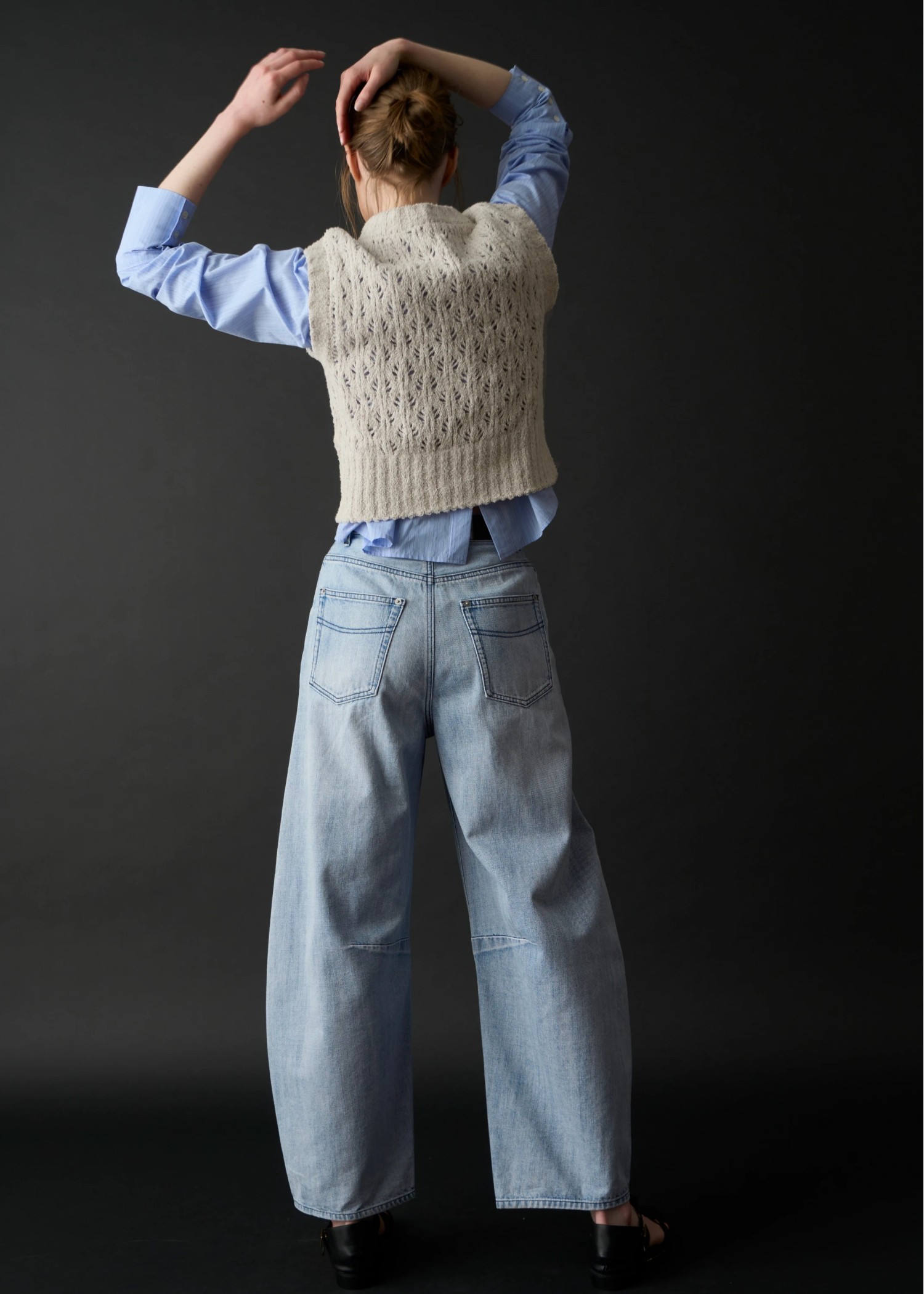 crochet sheer fancy knit vest