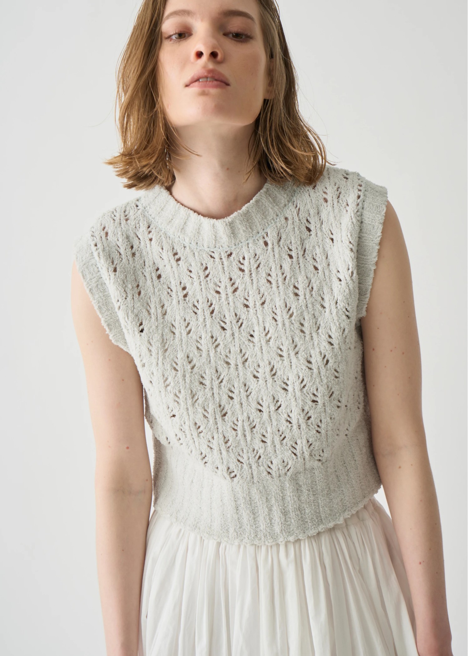 crochet sheer fancy knit vest