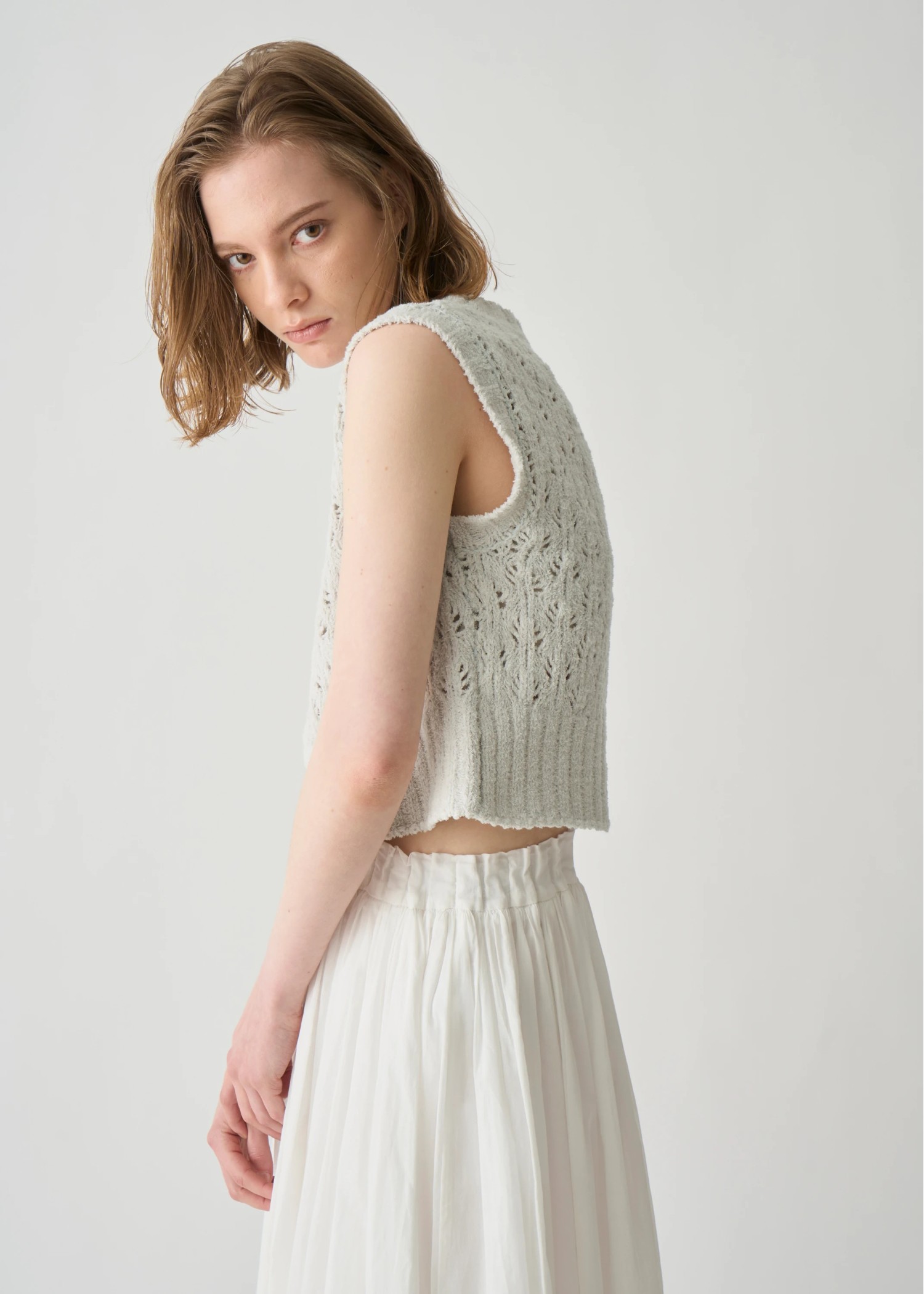 crochet sheer fancy knit vest