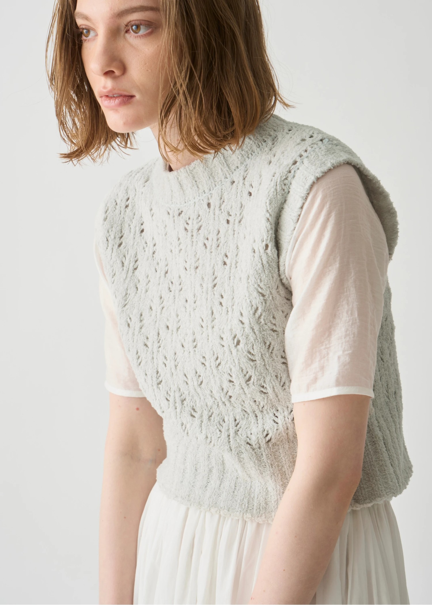 crochet sheer fancy knit vest