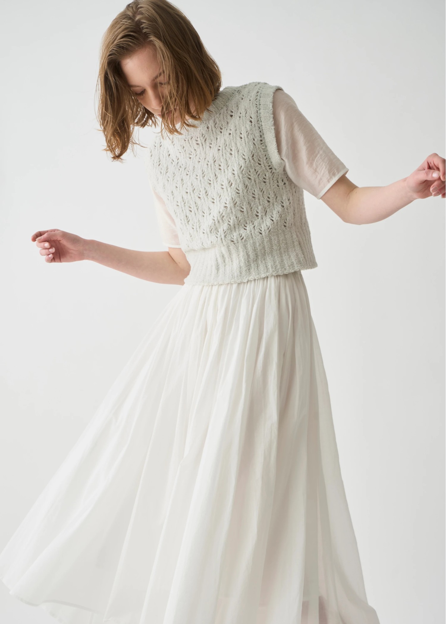 crochet sheer fancy knit vest