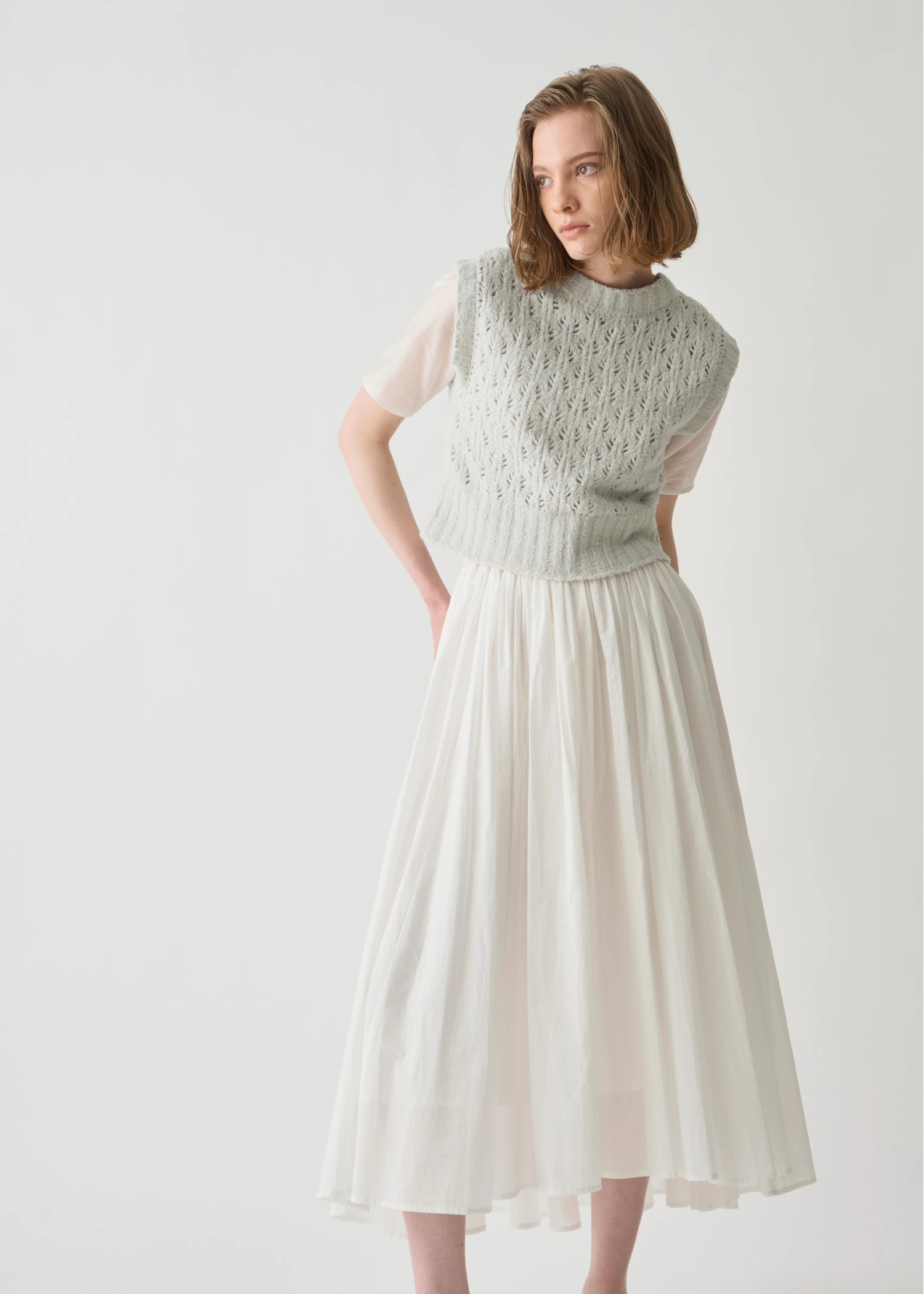 crochet sheer fancy knit vest