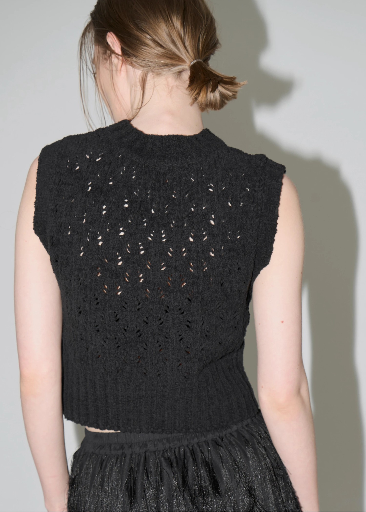 crochet sheer fancy knit vest