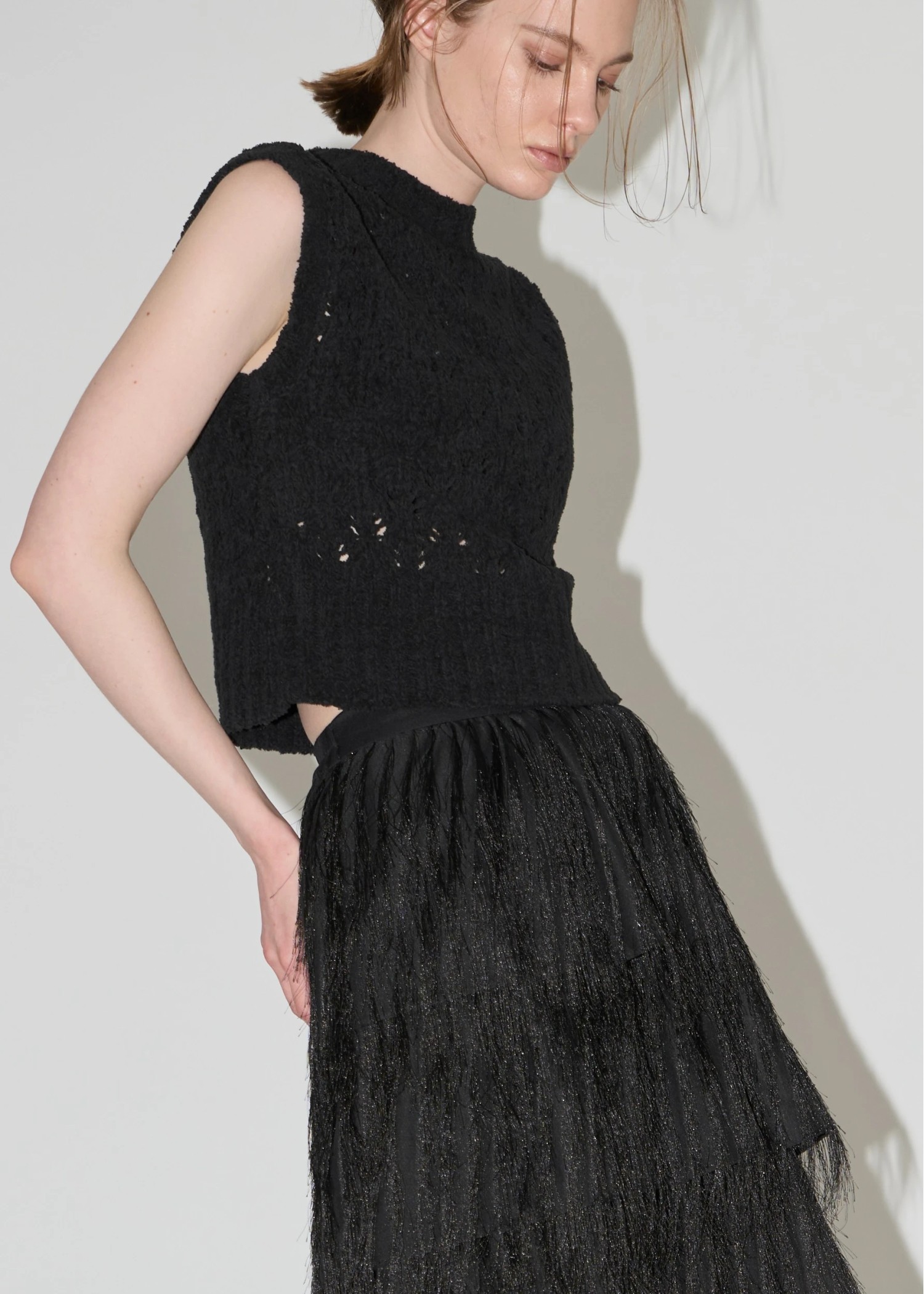 crochet sheer fancy knit vest