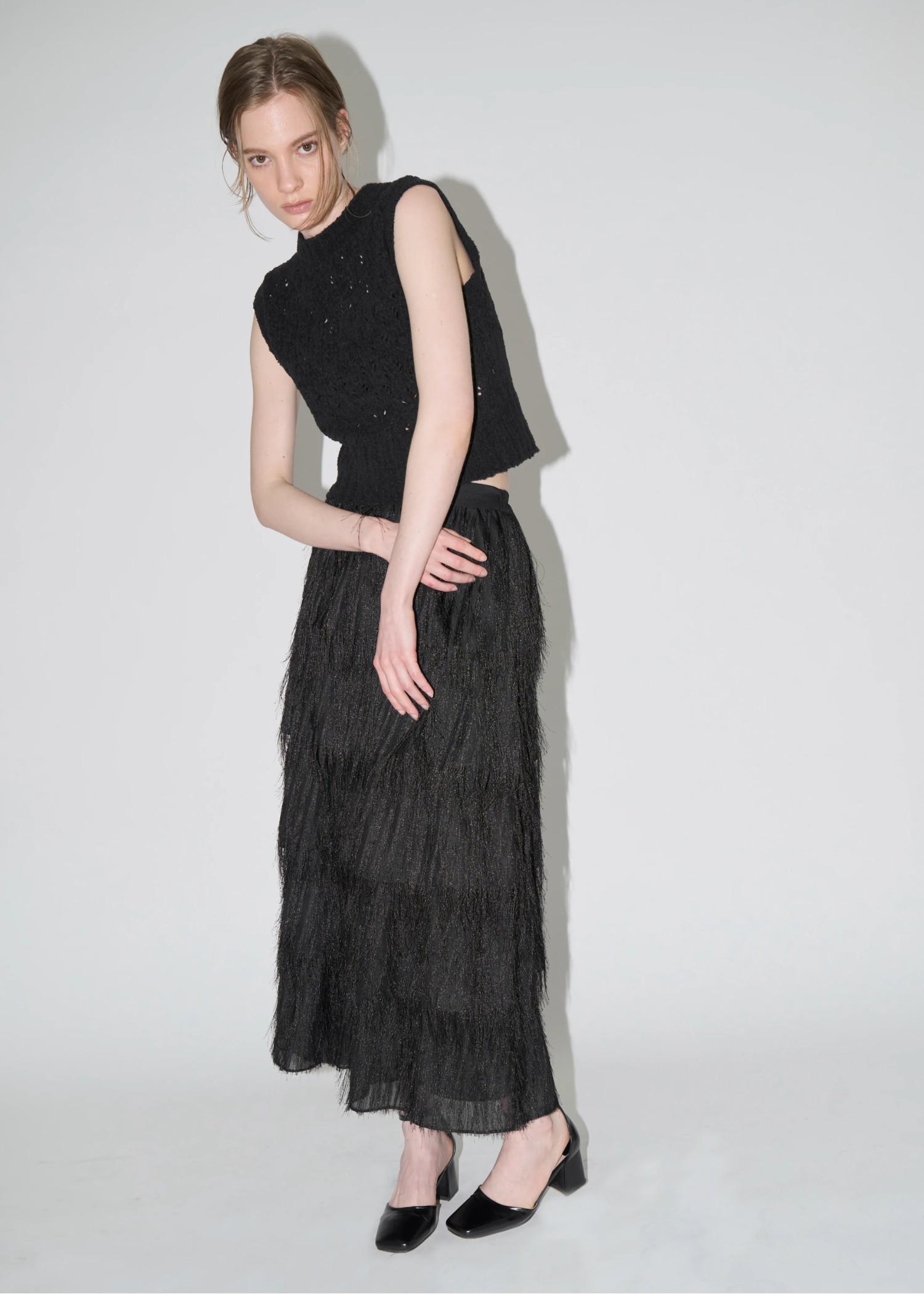 crochet sheer fancy knit vest