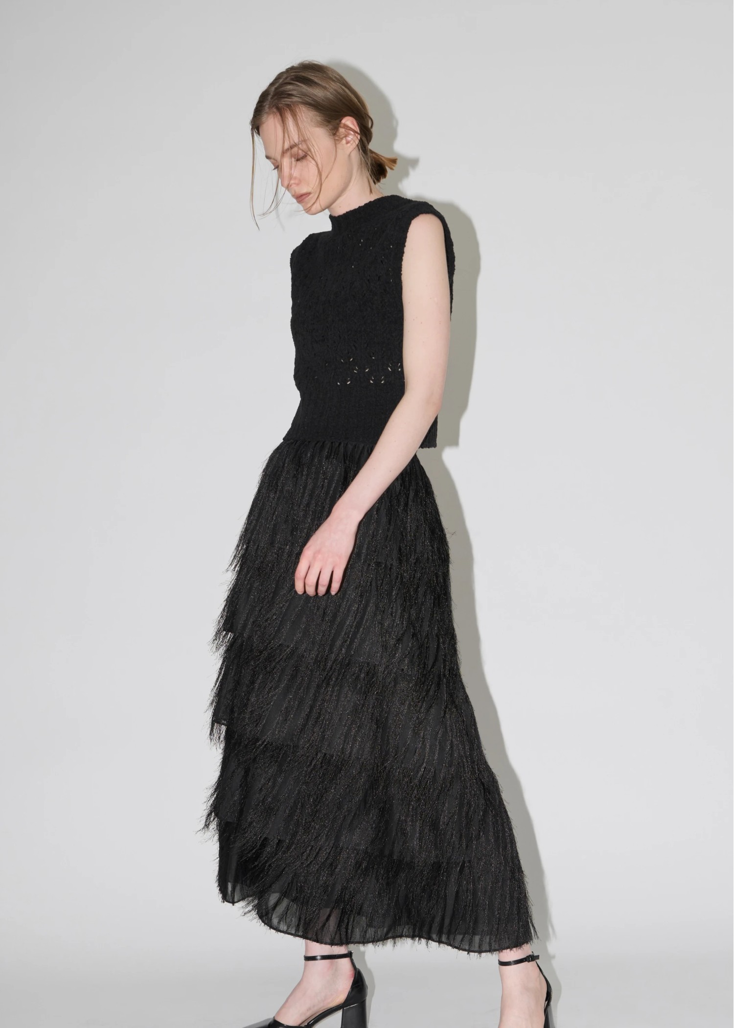 crochet sheer fancy knit vest