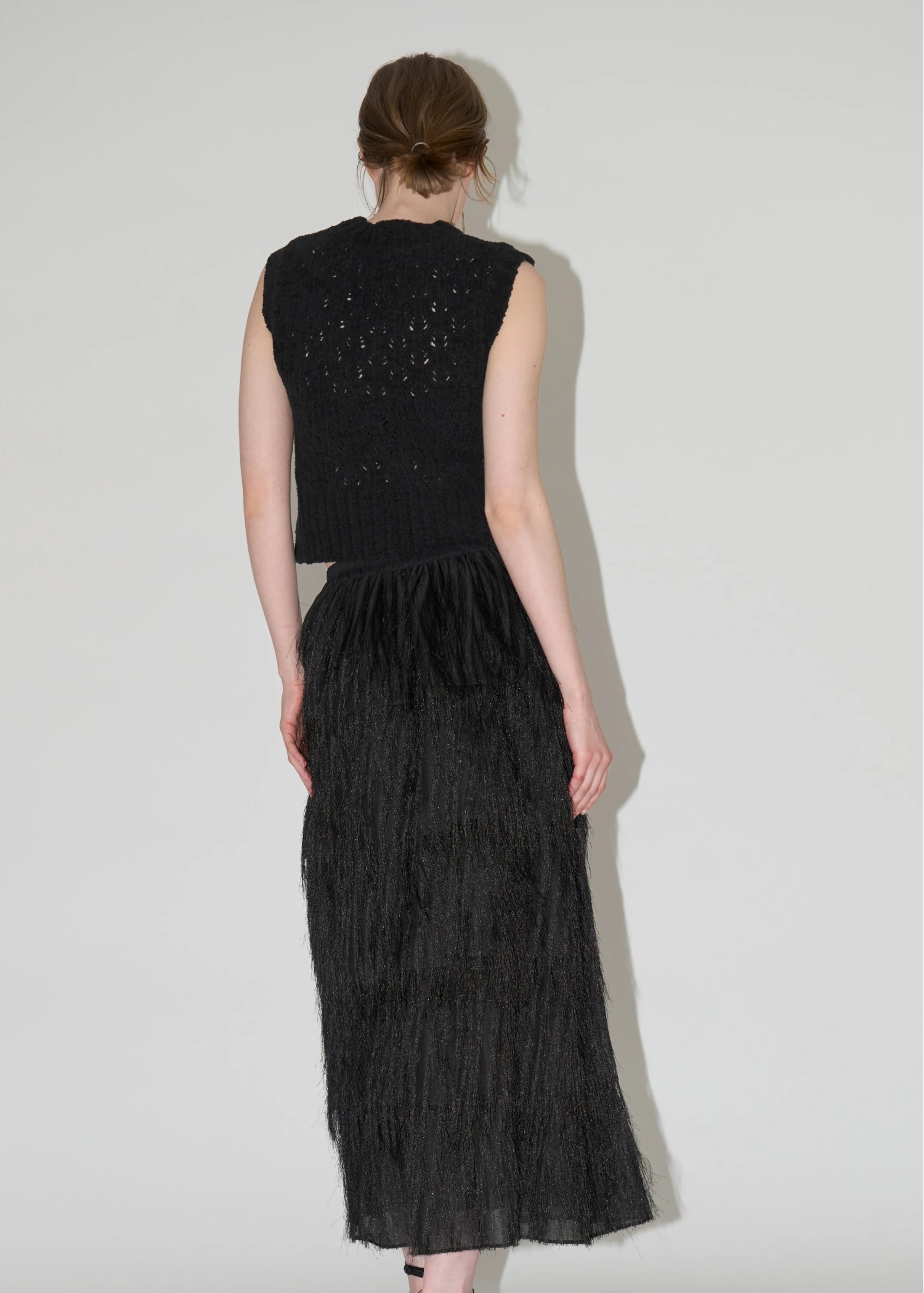 crochet sheer fancy knit vest