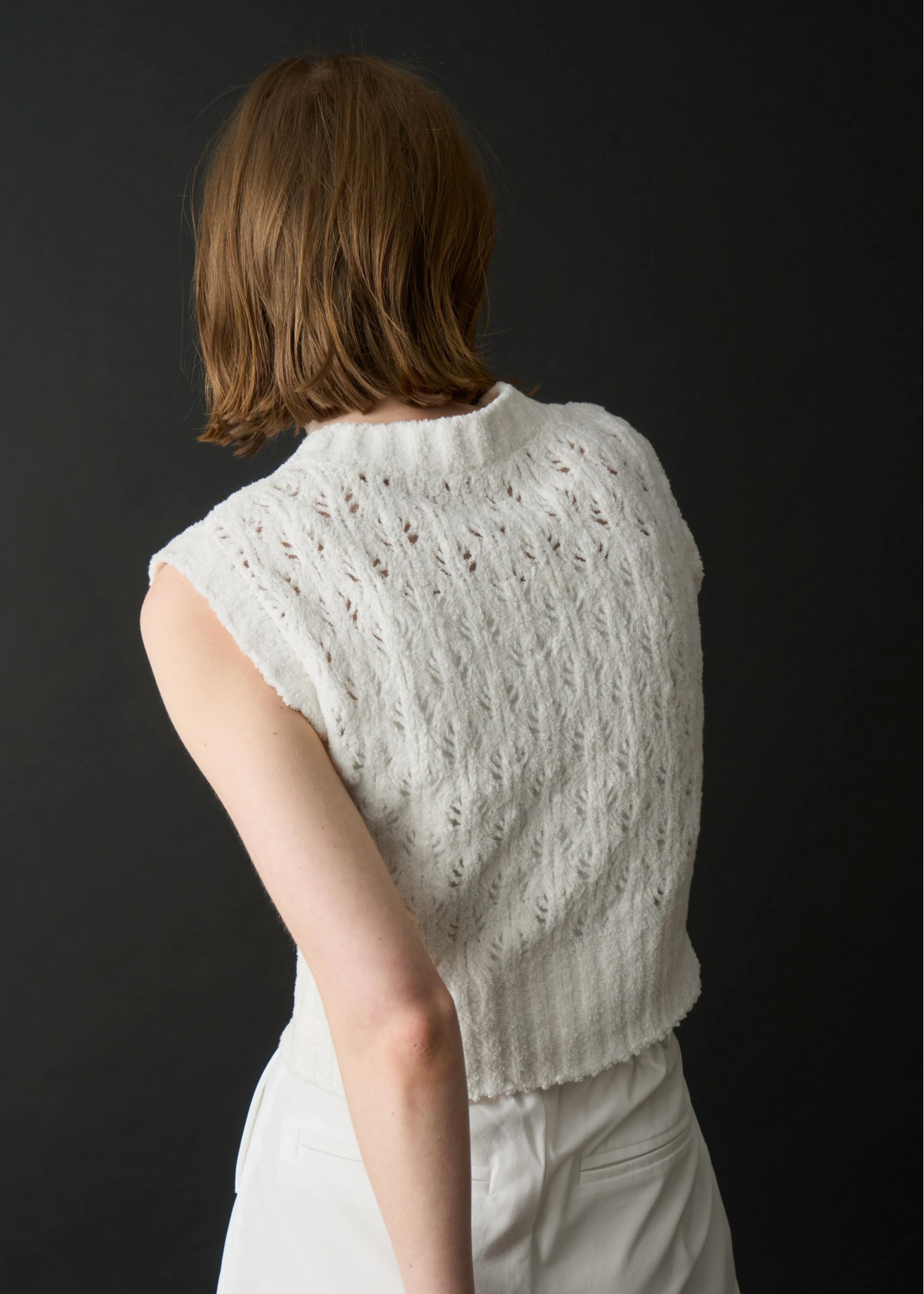 crochet sheer fancy knit vest