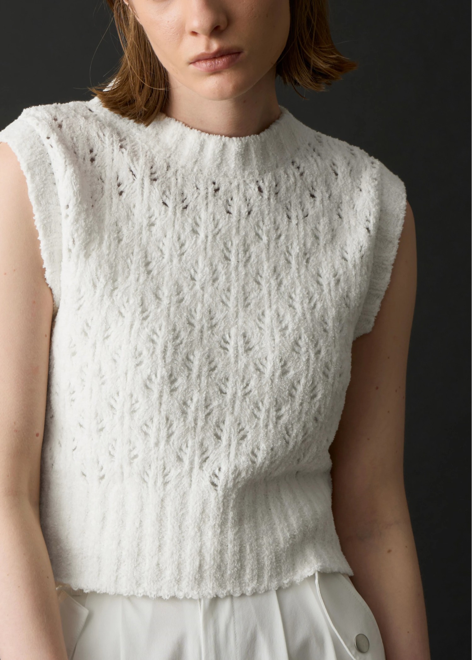 crochet sheer fancy knit vest