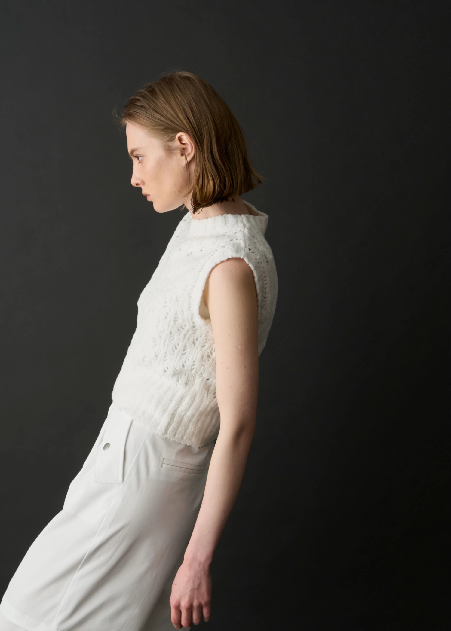 crochet sheer fancy knit vest