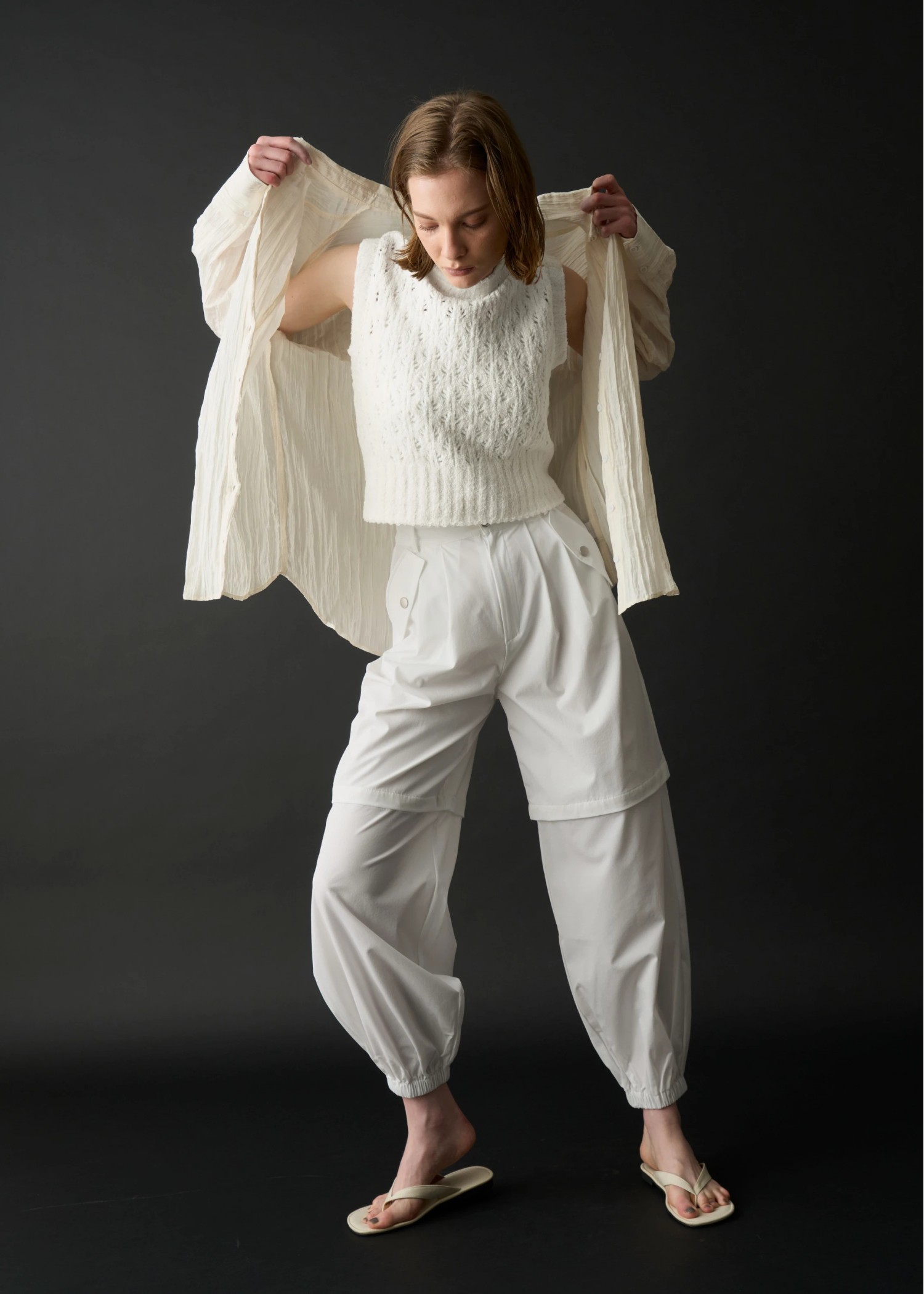 crochet sheer fancy knit vest