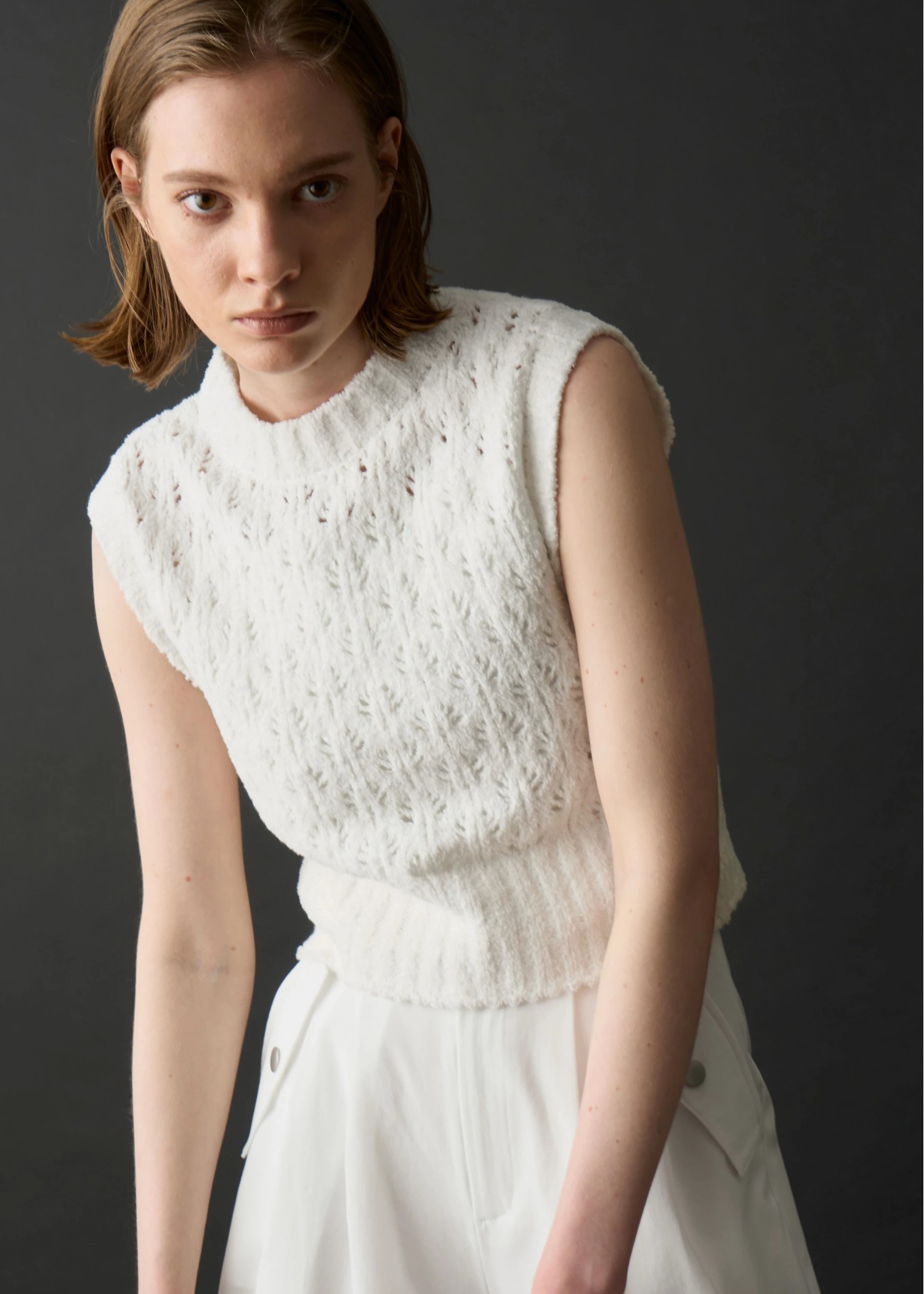 crochet sheer fancy knit vest