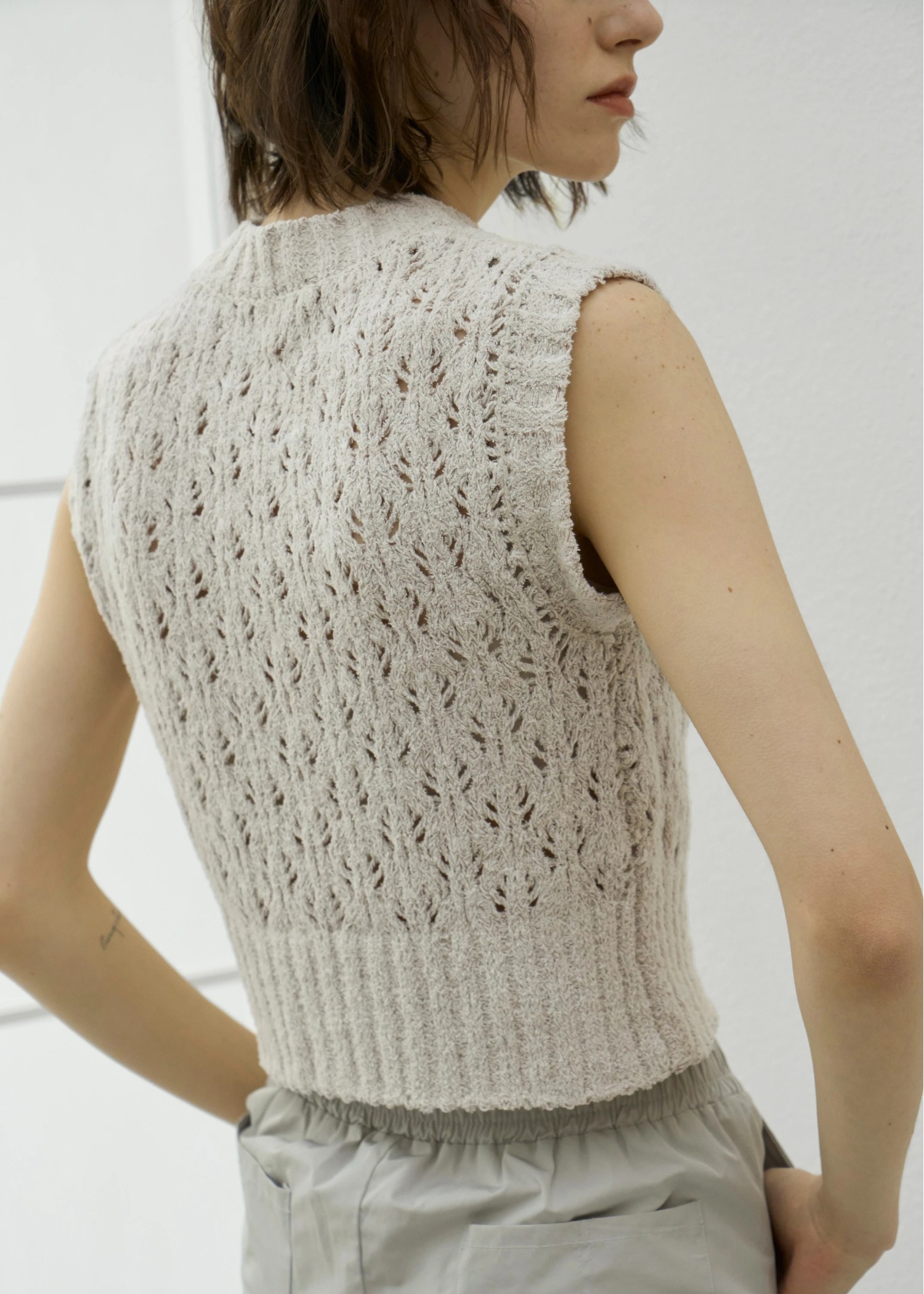 crochet sheer fancy knit vest