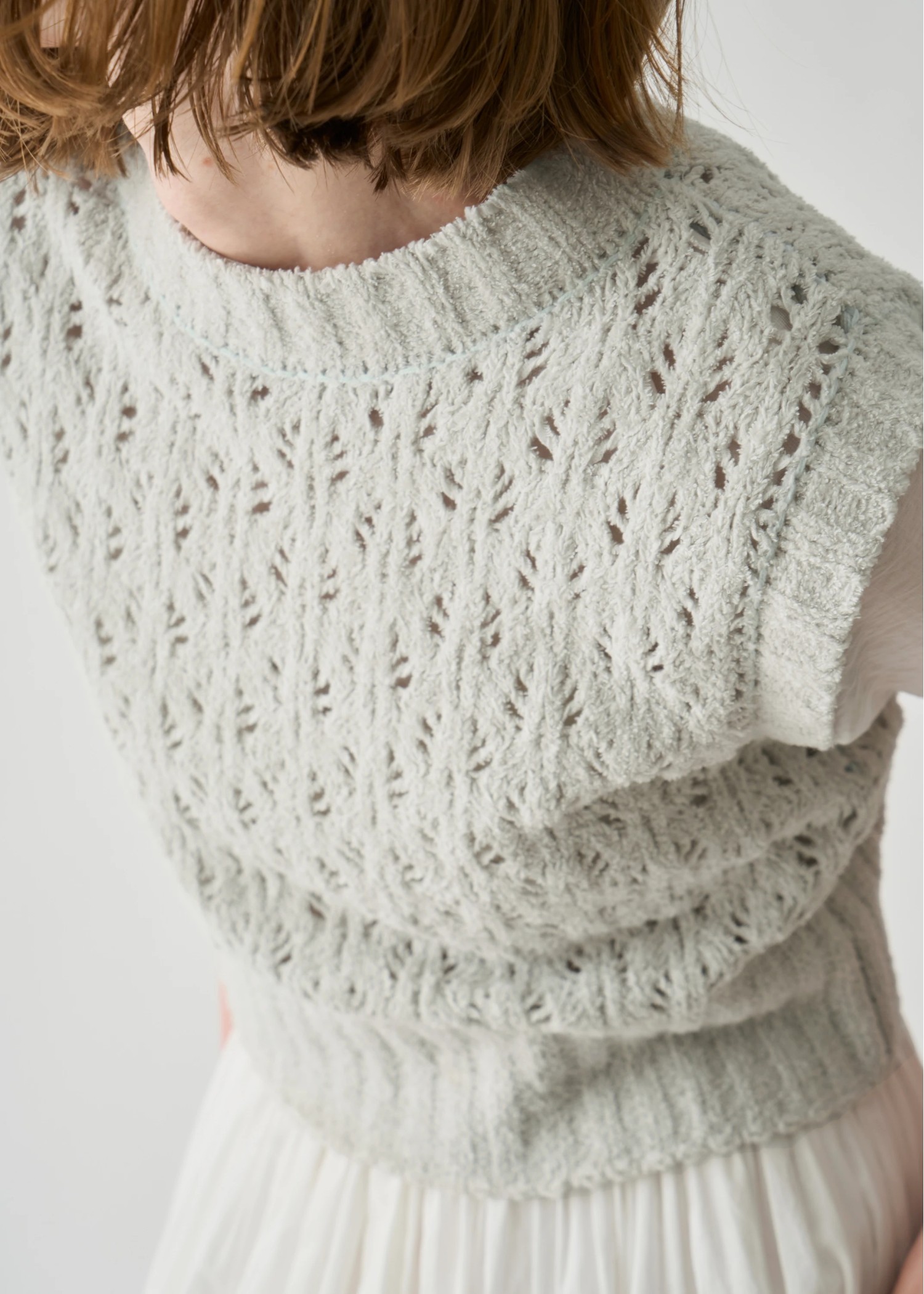 crochet sheer fancy knit vest